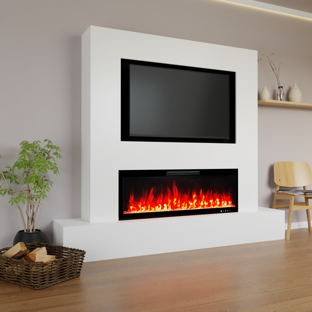 Glow Fire Fernsehwand Inside 127 Elektrokamin Weiß Fernsehwand Mit Seitenfach