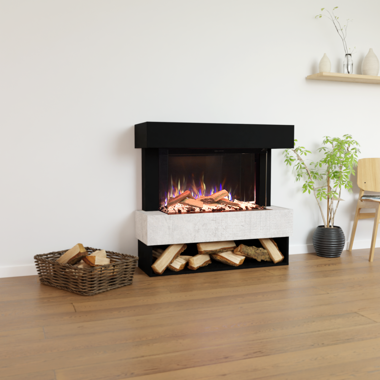 Glow Fire PR5 Elektrokamin E-Motion 3D Schwarz (Beton)