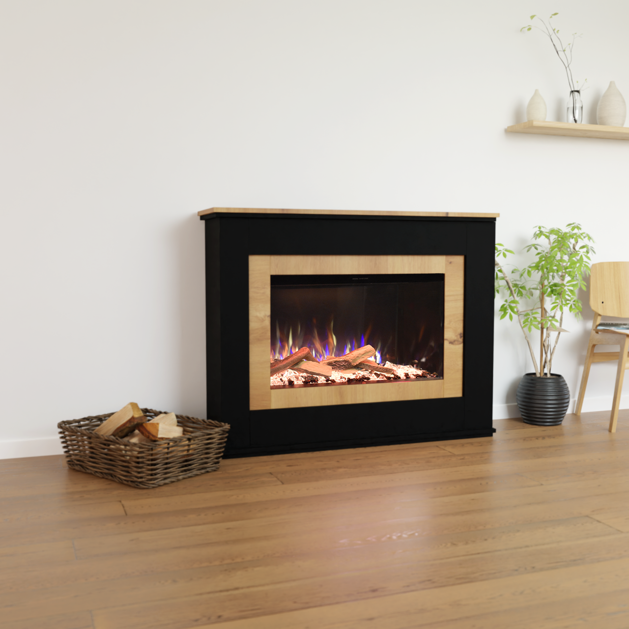 Glow Fire PR6 Elektrokamin E-Motion 3D Schwarz (Eiche)