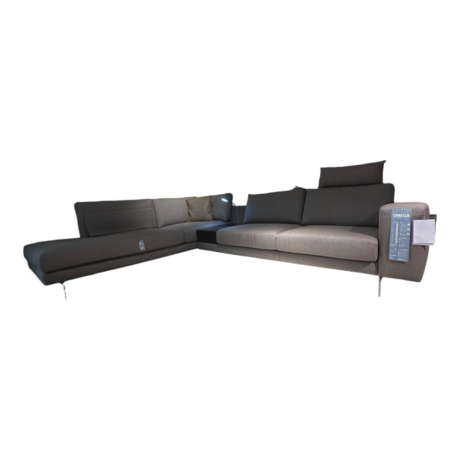 Ecksofa Omega Bezug Stoff Strand 79 Grau Füße Aluminium Matt Satiniert Ohne Kopf…