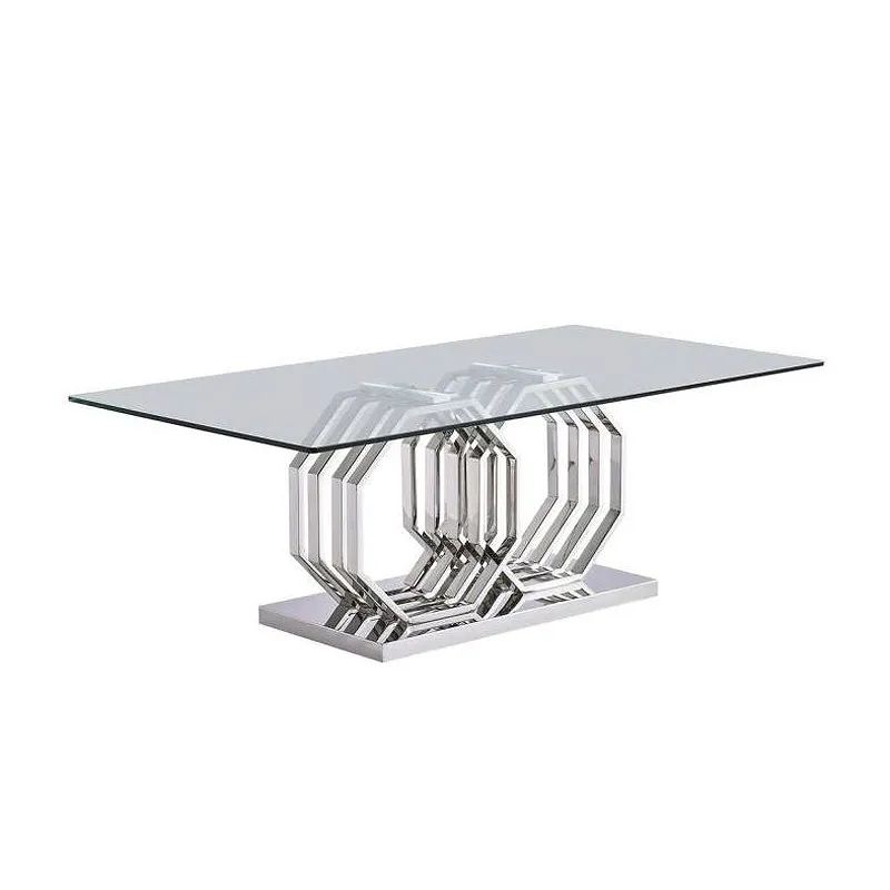 Dining Table 220x120x75cm With Clear Glass-Copy