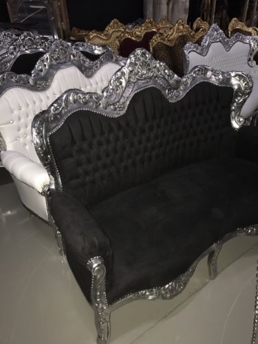 Barocksofa F30 silber/ schwarz