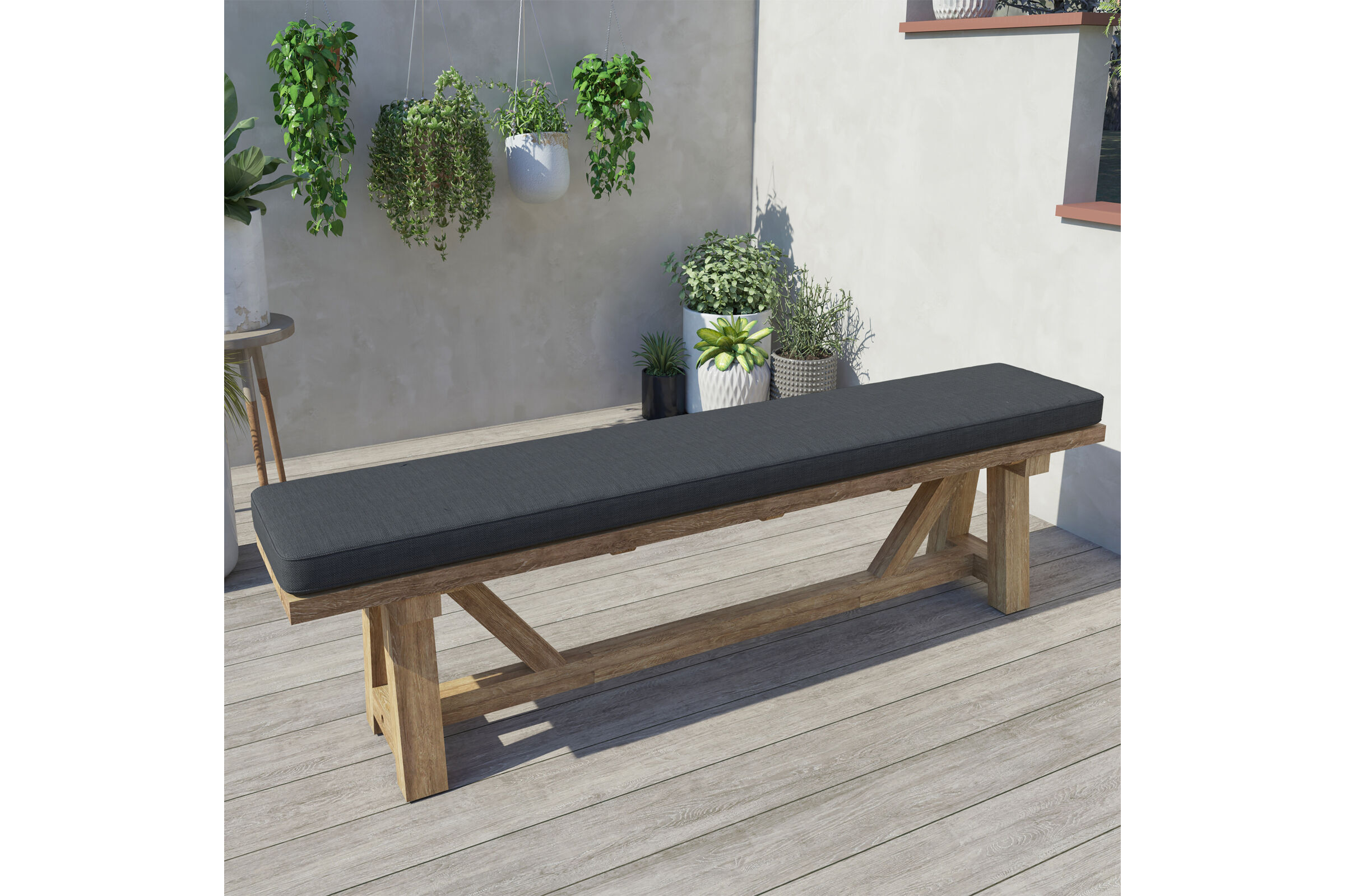 B-Ware: OUTFLEXX Gartenbank XXL, natur, recyceltes FSC®-Teakholz, 220x40cm, rustikal gebürstet