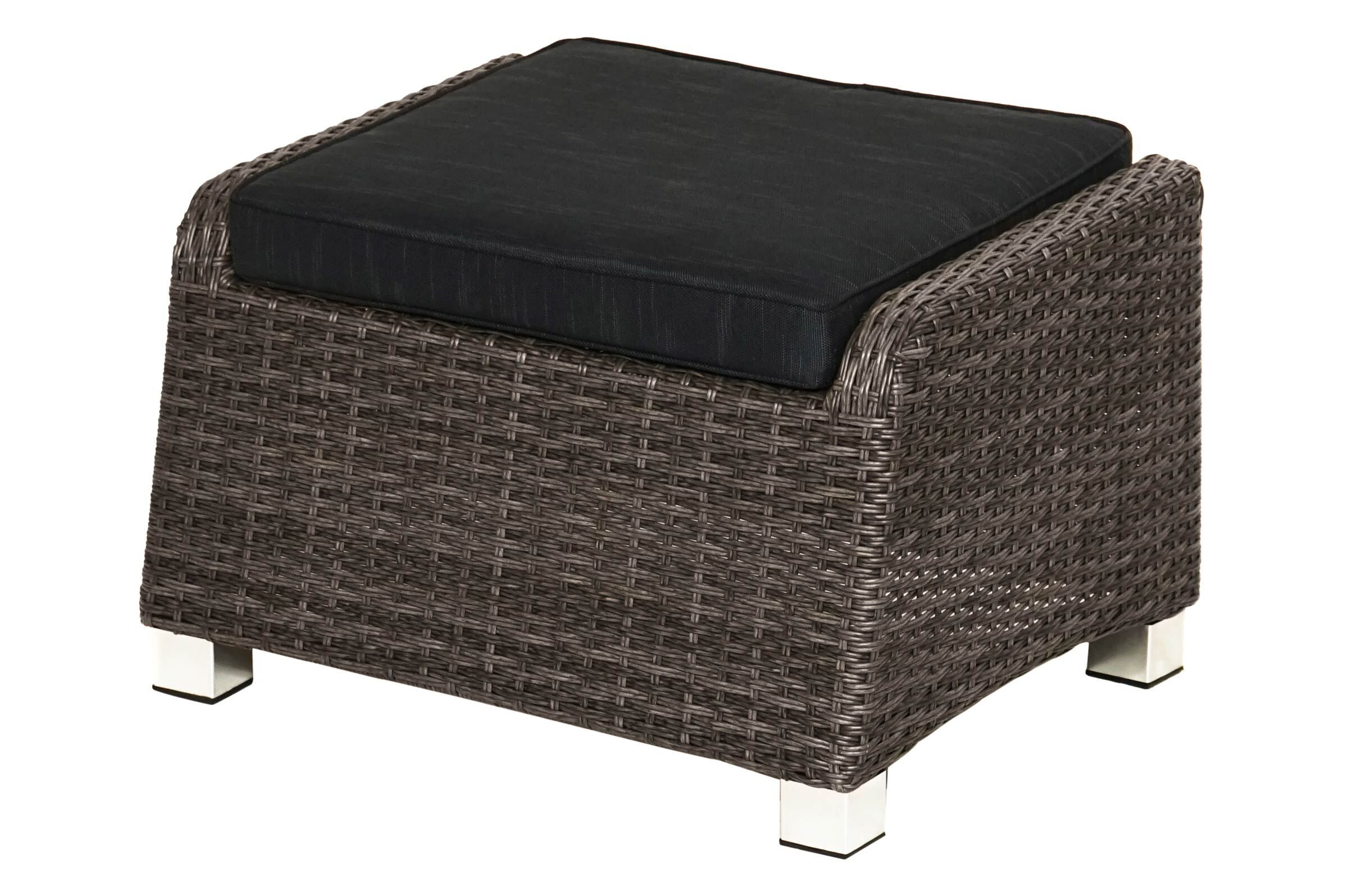 Ploß Rocking Hocker, grau/braun-meliert, Polyrattan, 71x45x56 cm, zu Loungesessel, inkl. Polster