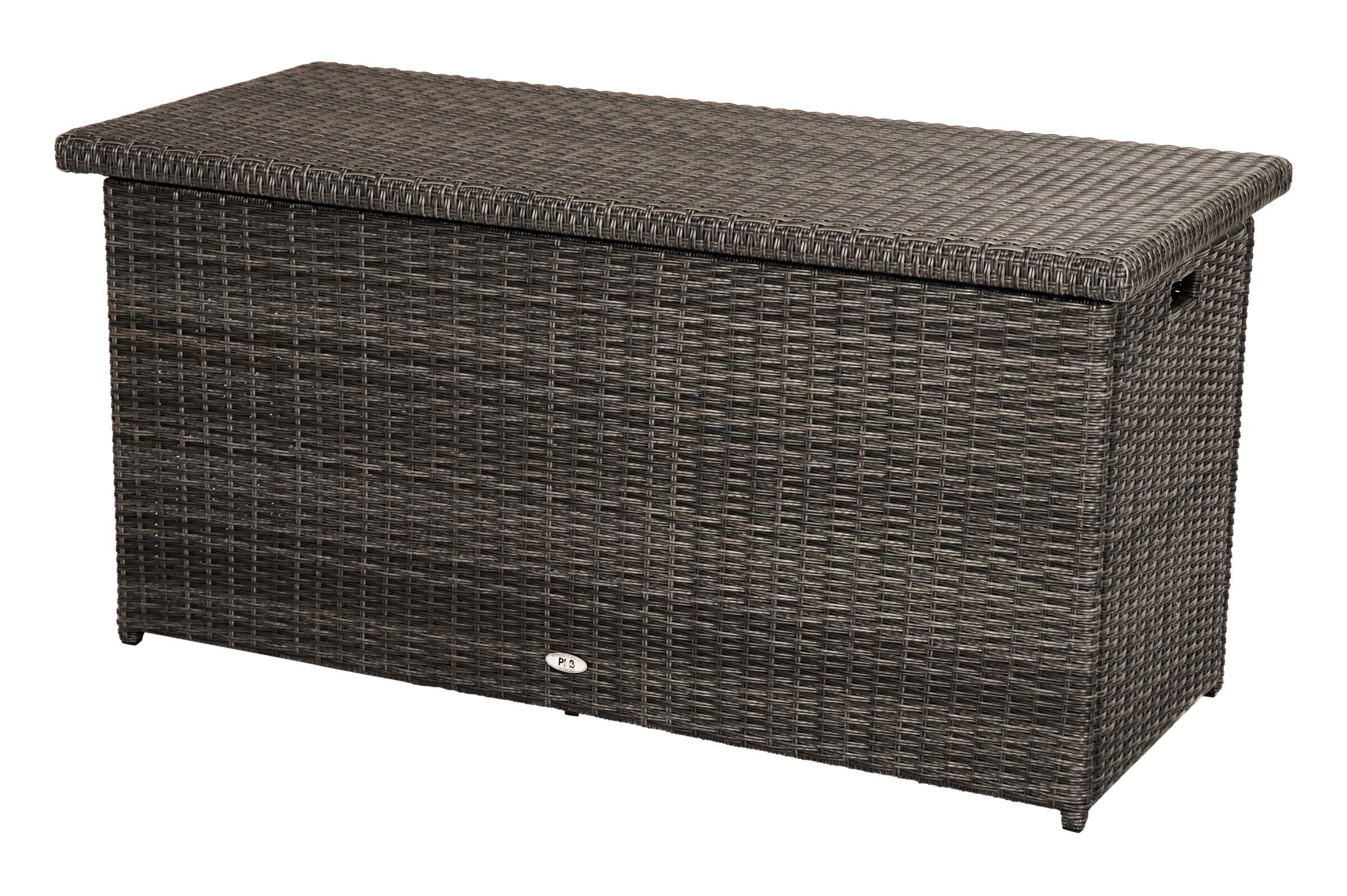 Ploß Rocking Kissenbox, grau/braun-meliert, Polyrattan, 145x58x73 cm, inkl. Inlay