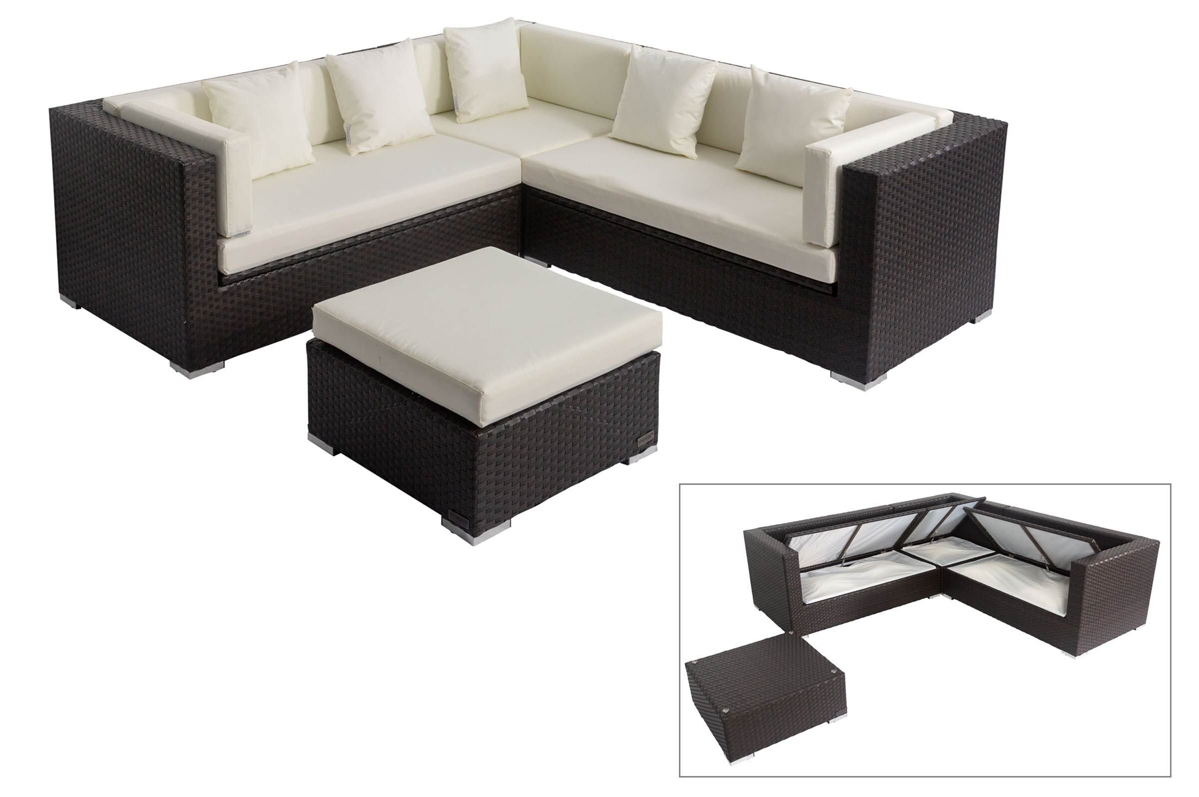 OUTFLEXX Loungemöbel-Set, braun, Polyrattan, 6 Personen, wasserfeste Kissenbox