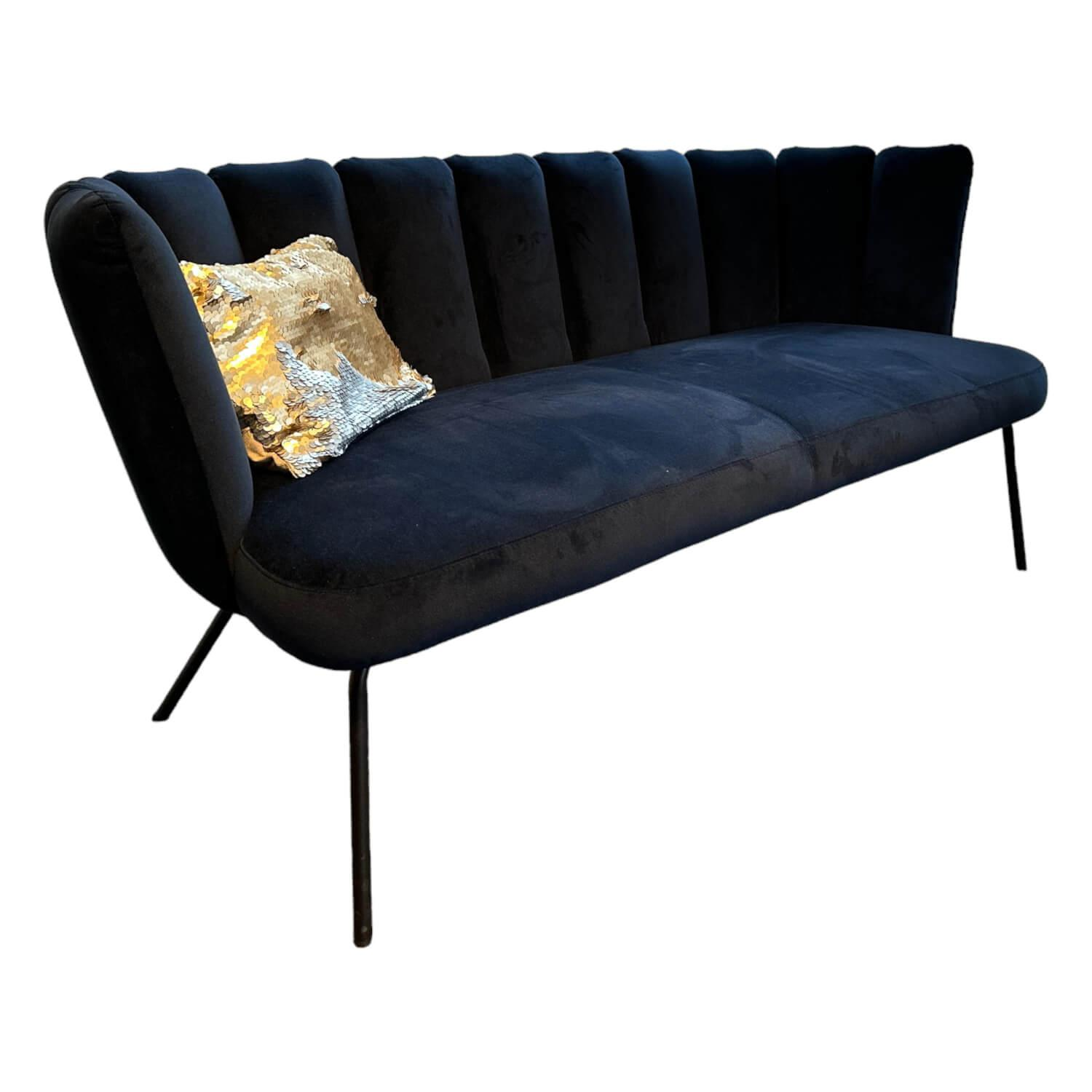 Sofa Gaia Lounge Bezug Stoff Seven Darkblue 48 Blau 4  Fuß Rundrohr Struktur Sch…