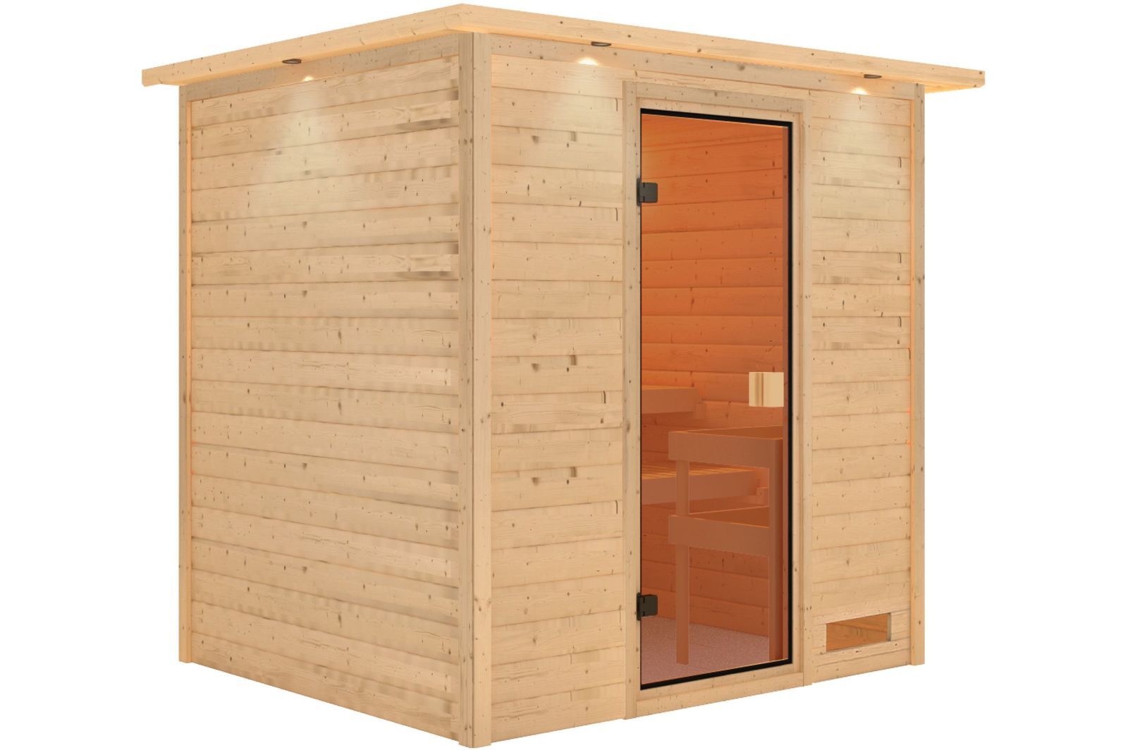 KARIBU Sauna Adelina, Fichtenholz 38 mm, Fronteinstieg, ca. 2,5m²