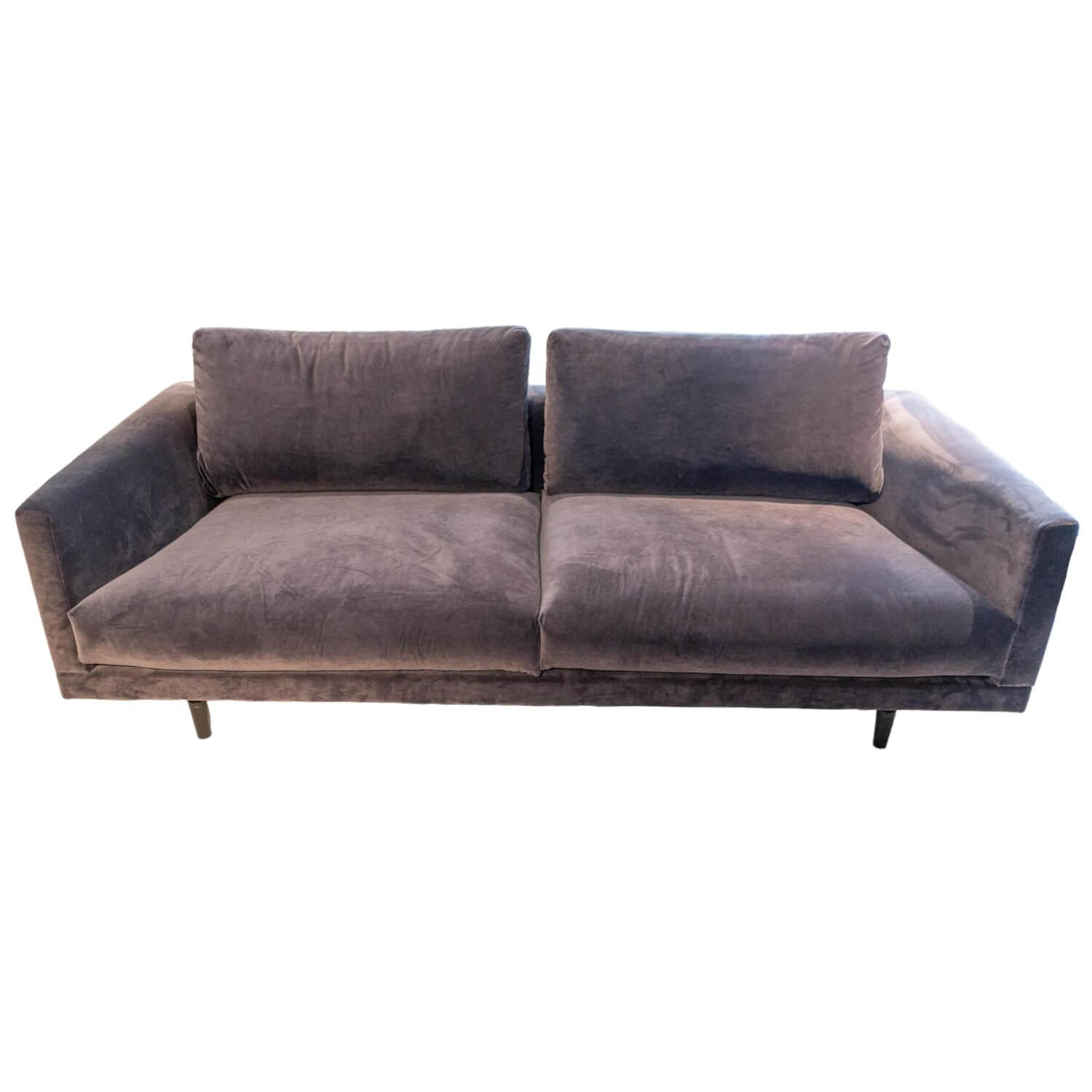 Sofa Long Island Bezug Stoff City Velvet Reloaded CA7832 095 Grau Metallfuß Schw…