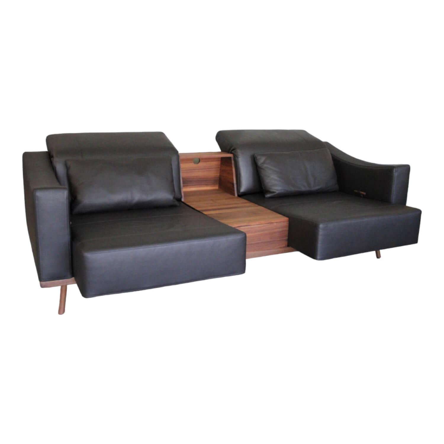 Sofa Deep Space Leder Jumbo 5662 22 Dunkelbraun Nussbaum