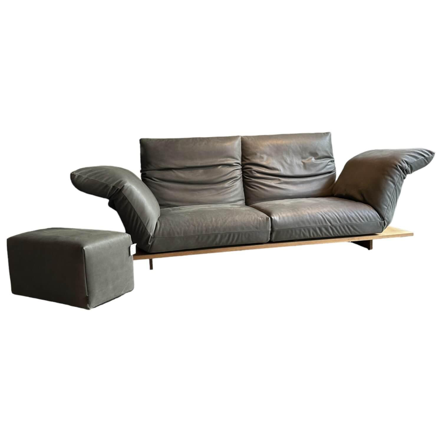 Ledersofa Naos Mit Hocker Leder Velvet Elefant 2099 63 Plateau Eiche Gedämpft