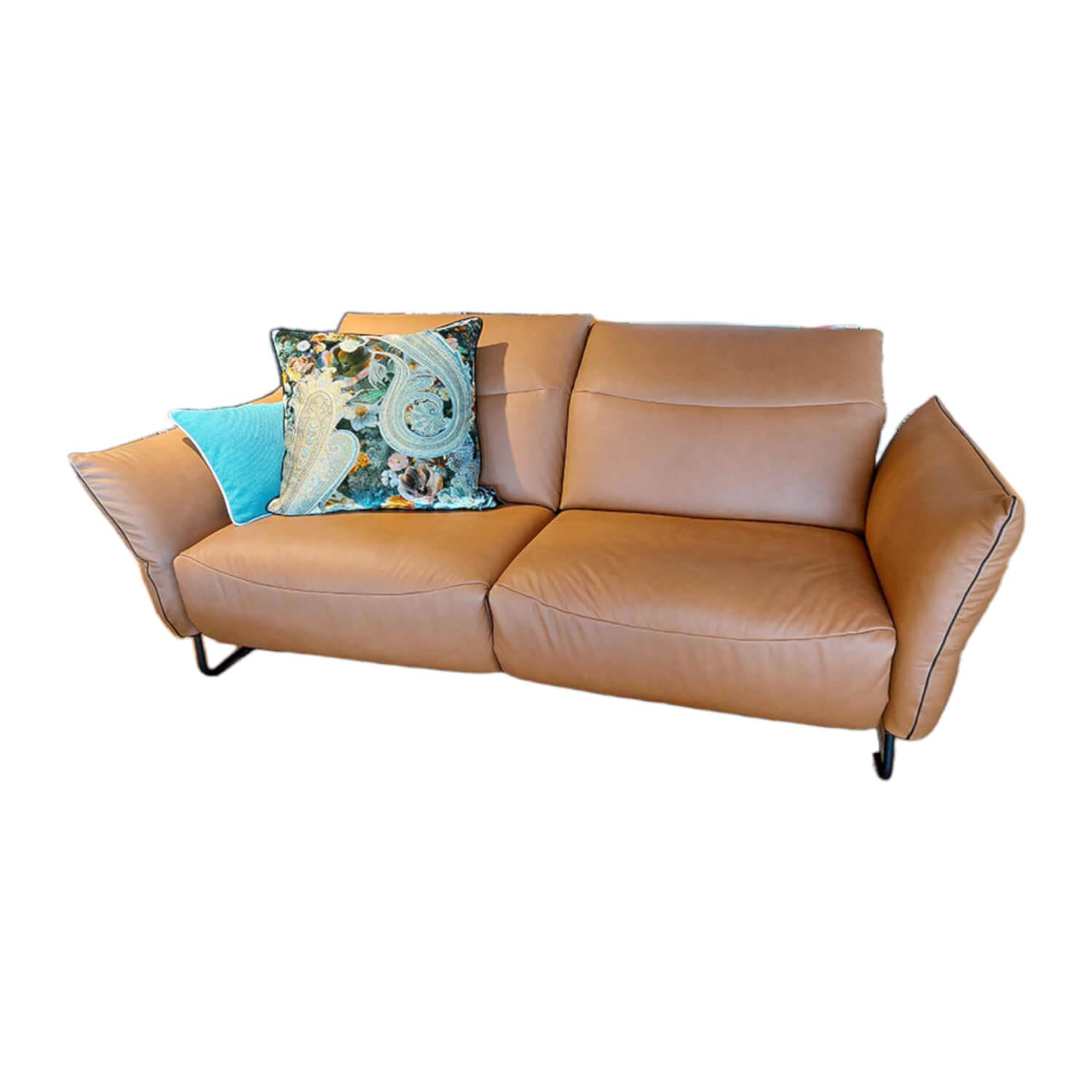 Sofa Victoria Leder WR141 Deer Braun Metallfuß Schwarz