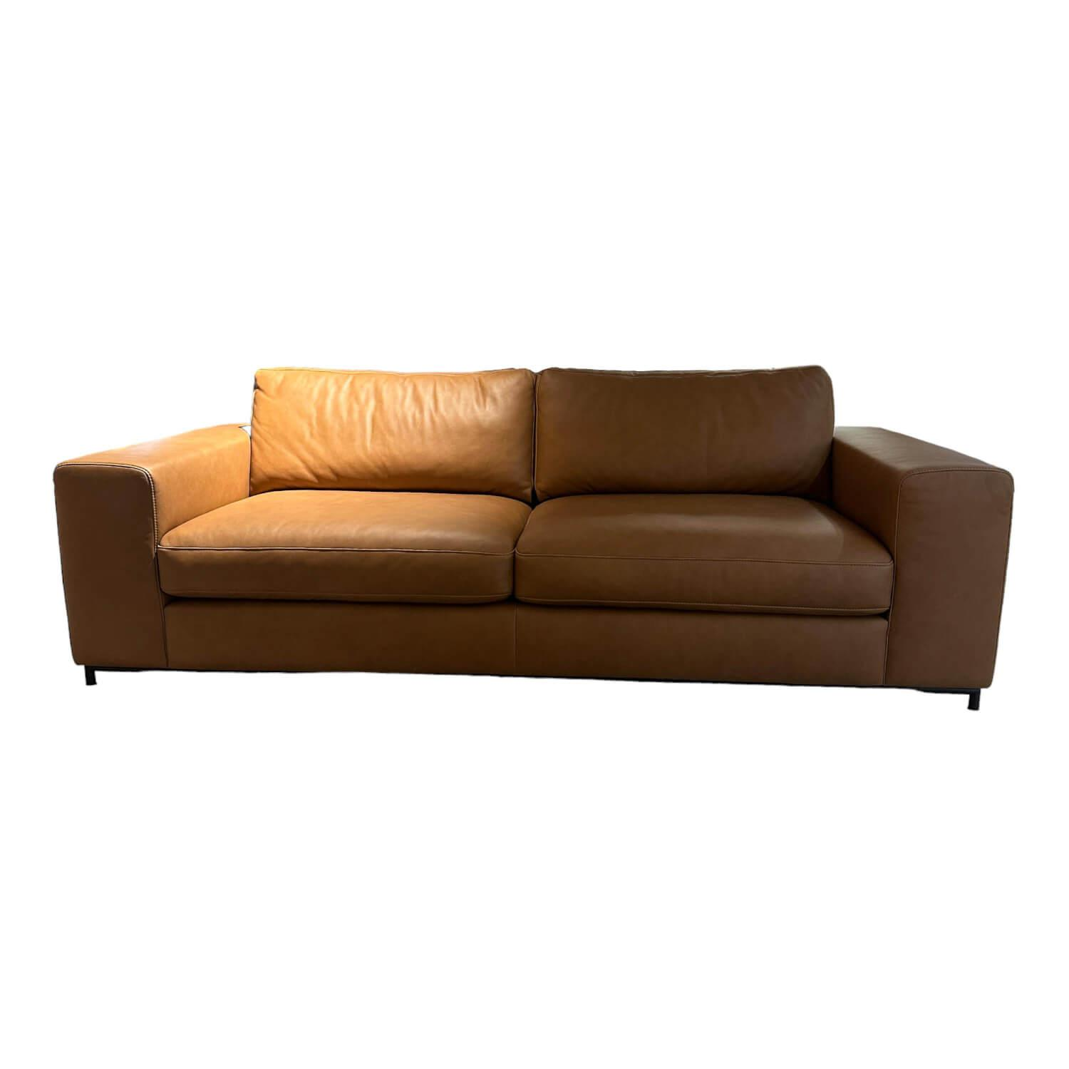 Sofa Merida Bezug Leder WR141 Deer Braun Füße Reling 2 Schwarz