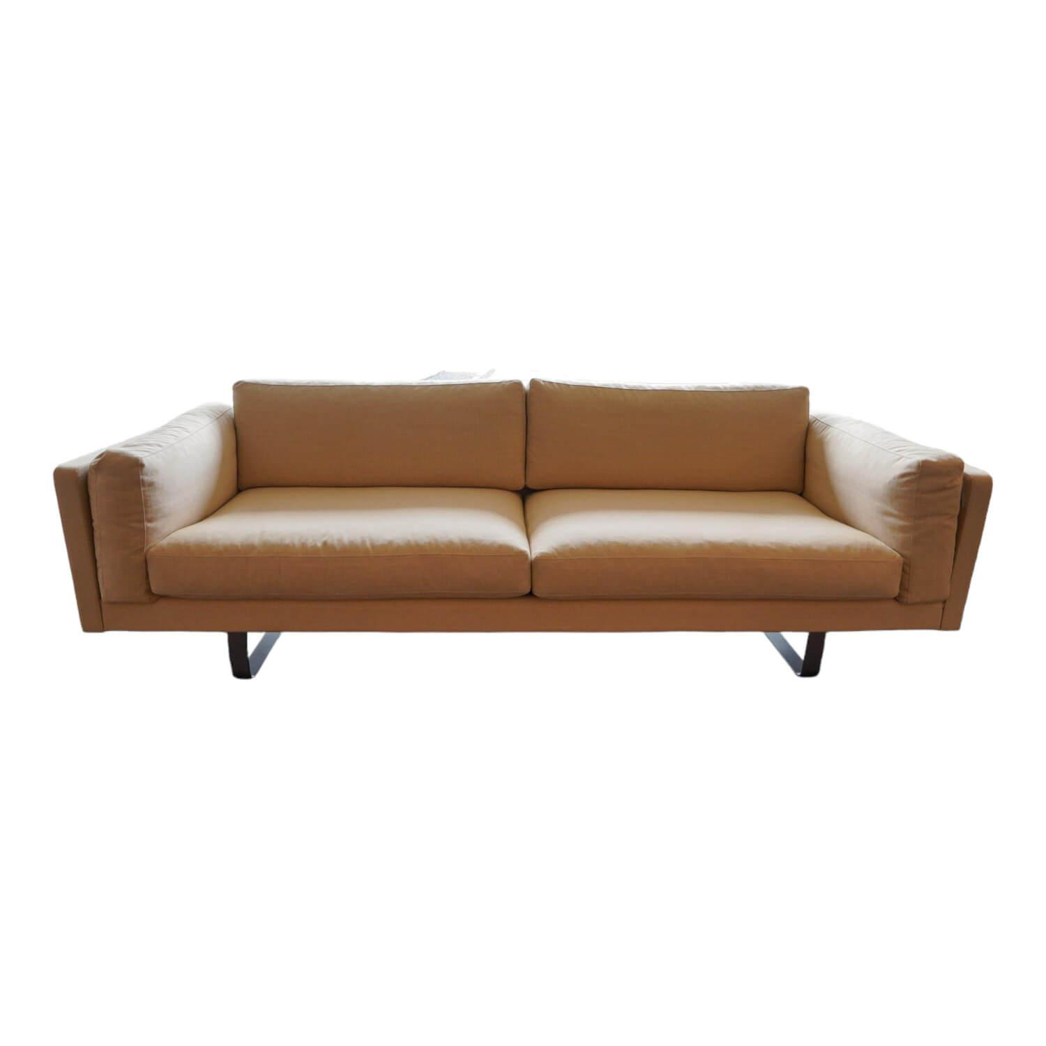 2 Sitzer Sofa EJ280 Wollstoff Hellgelb Beine Metall