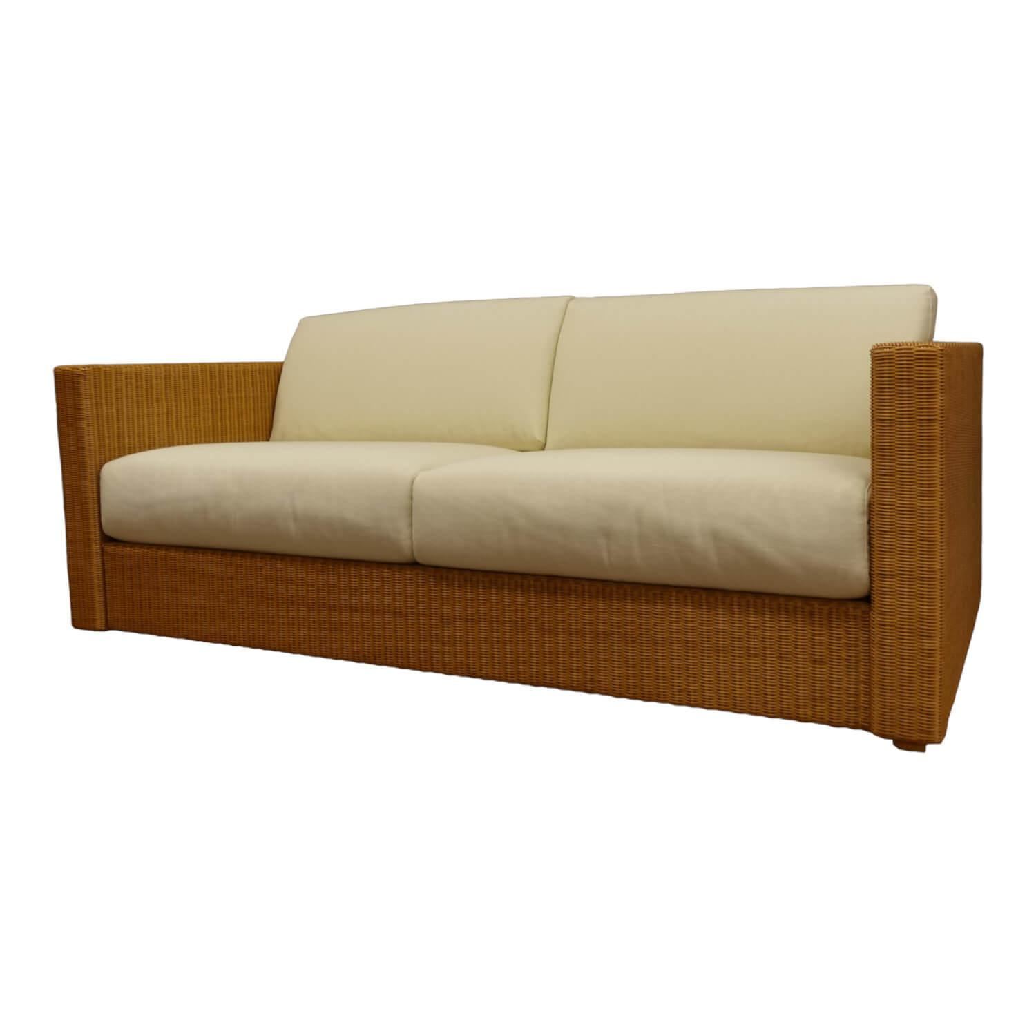 Sofa Marzia Stoff Oliver Creme Peddigrohr Honigfarben