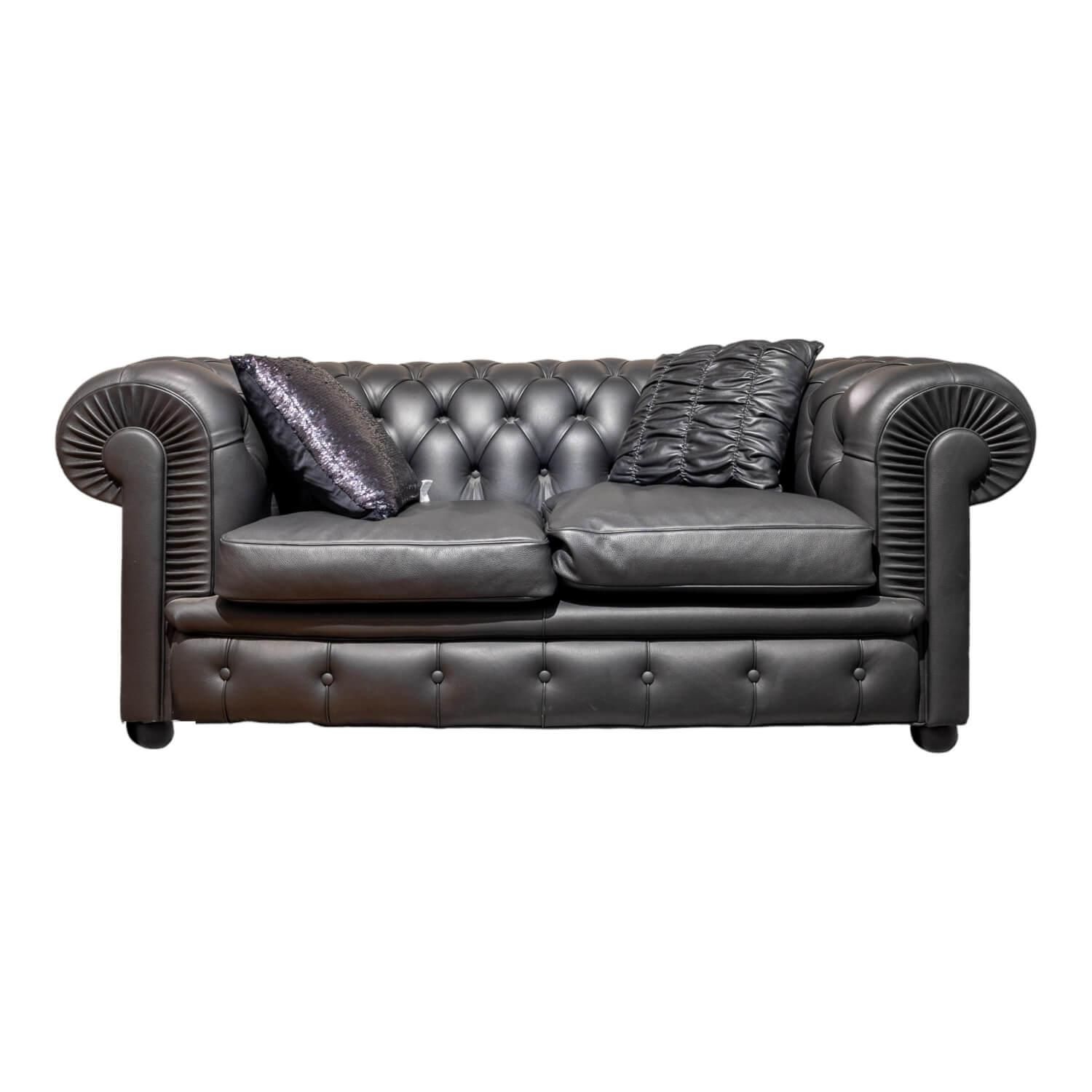 Sofa Chester Leder Pelle SC 80 Nero  Schwarz