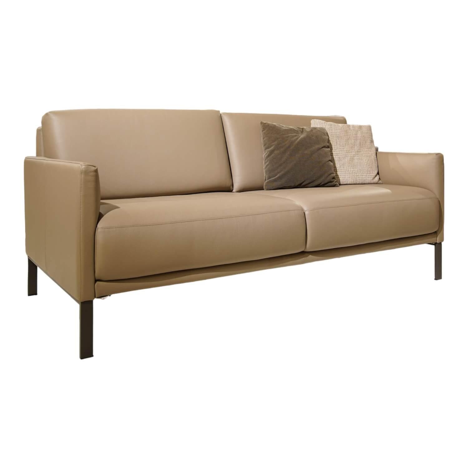 Sofa Cara H-SOB SB168 Bezug Leder 38.102 Beigegrau Inklusive 2 Kissen