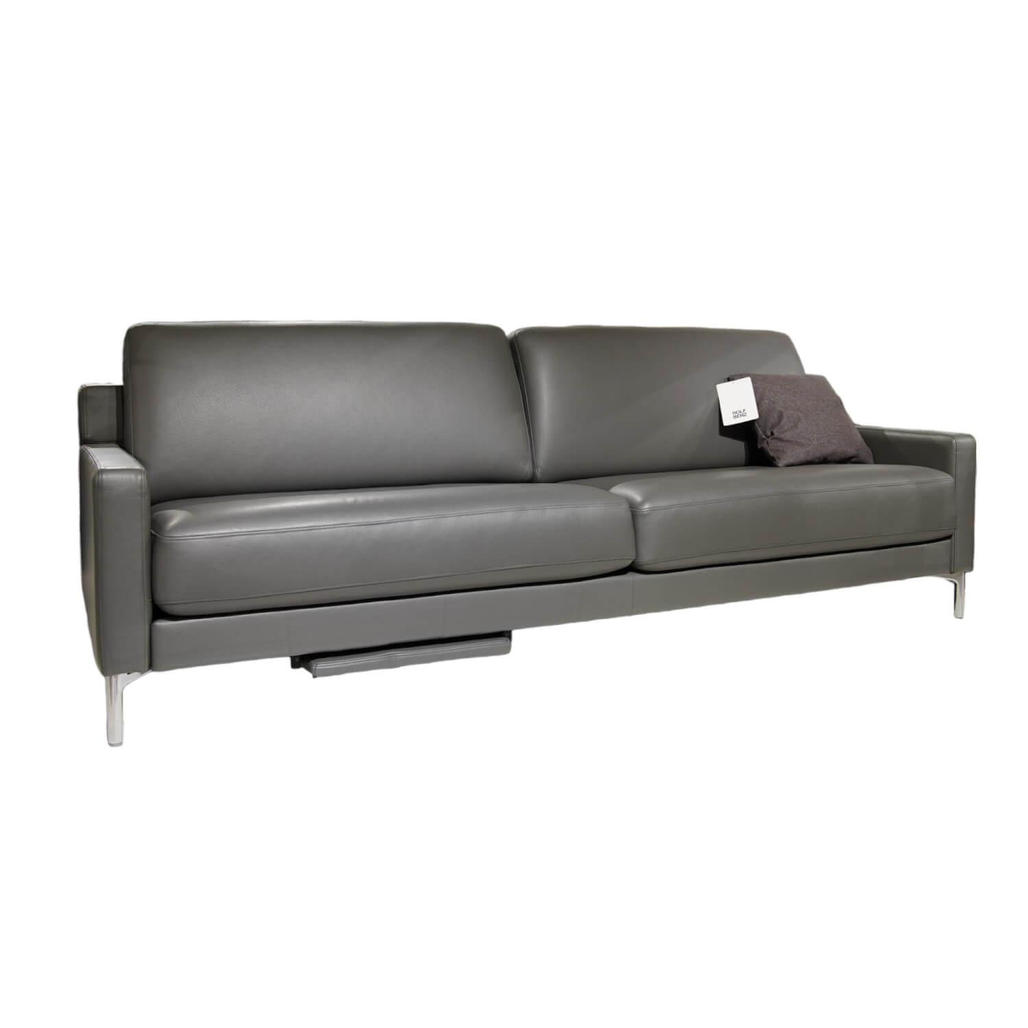 Sofa Ego F011 Bezug Leder 40.308 Schiefergrau Gussfuß Aluminium Poliert Inklusiv…