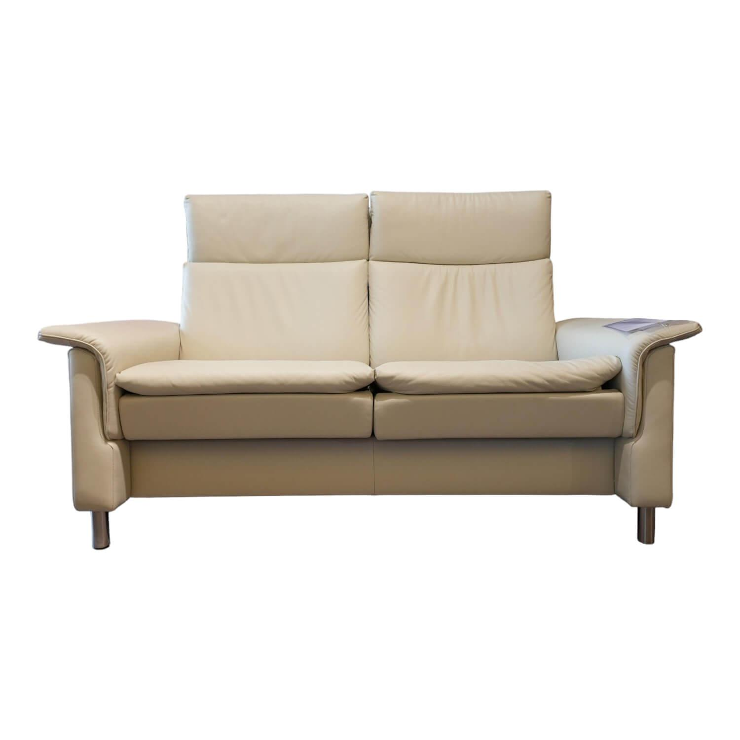 Sofa 2-Sitzer Aurora L Hoch Bezug Leder 094 Paloma 15 Light Grey Grau Fuß 010 St…