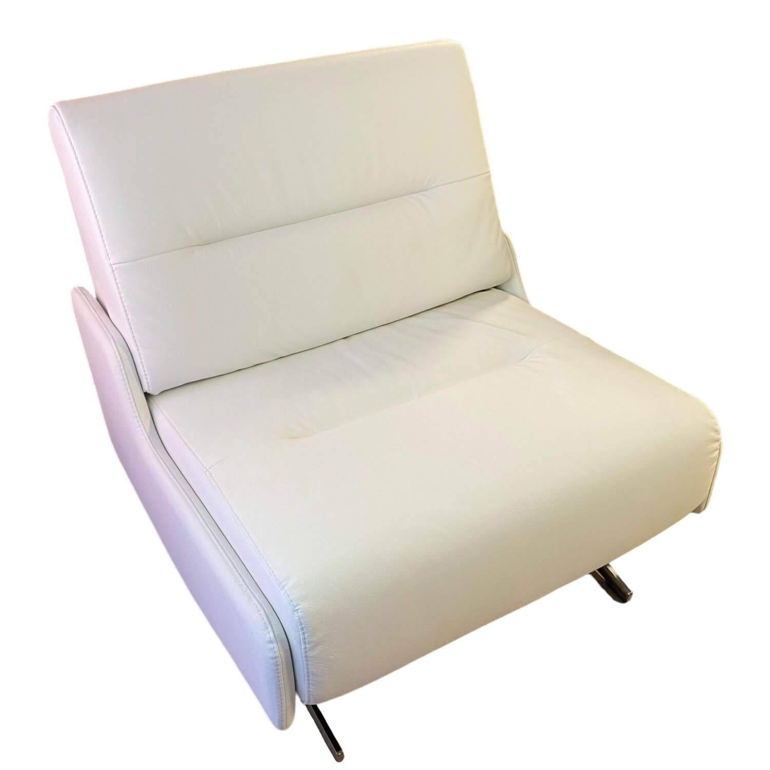 Sofa Stella 1-Sitzig Leder Batick Snow Fuß Chrom