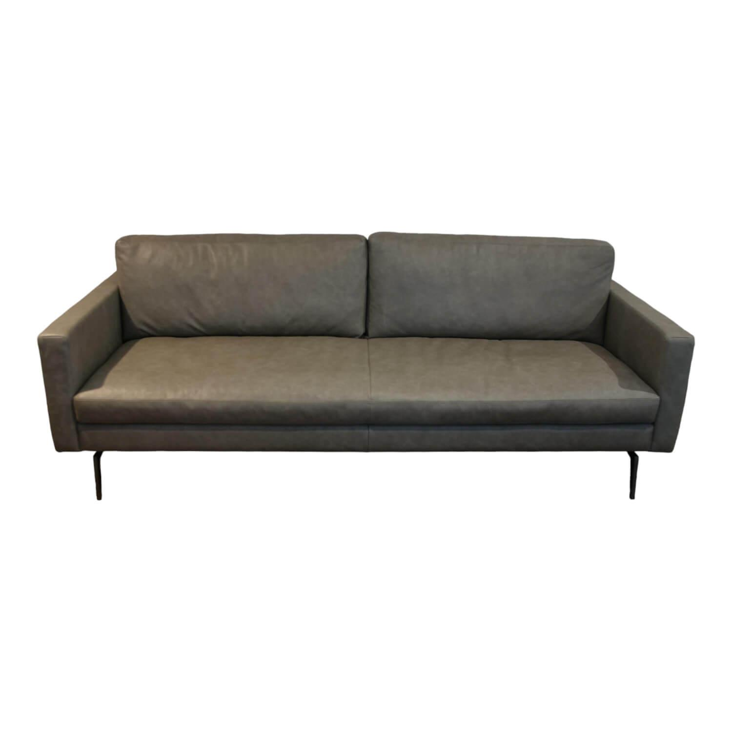 Sofa Buster 1348L Bezug Leder Rhino Grau Füße Nickel Schwarz Inklusive Kissenstü…