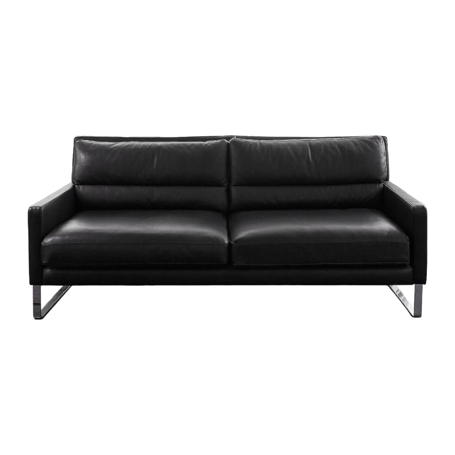 Sofa 2-Sitzer Victoria 2-Sitzer Bezug Leder Schwarz 3 85 Kufe Verchromt