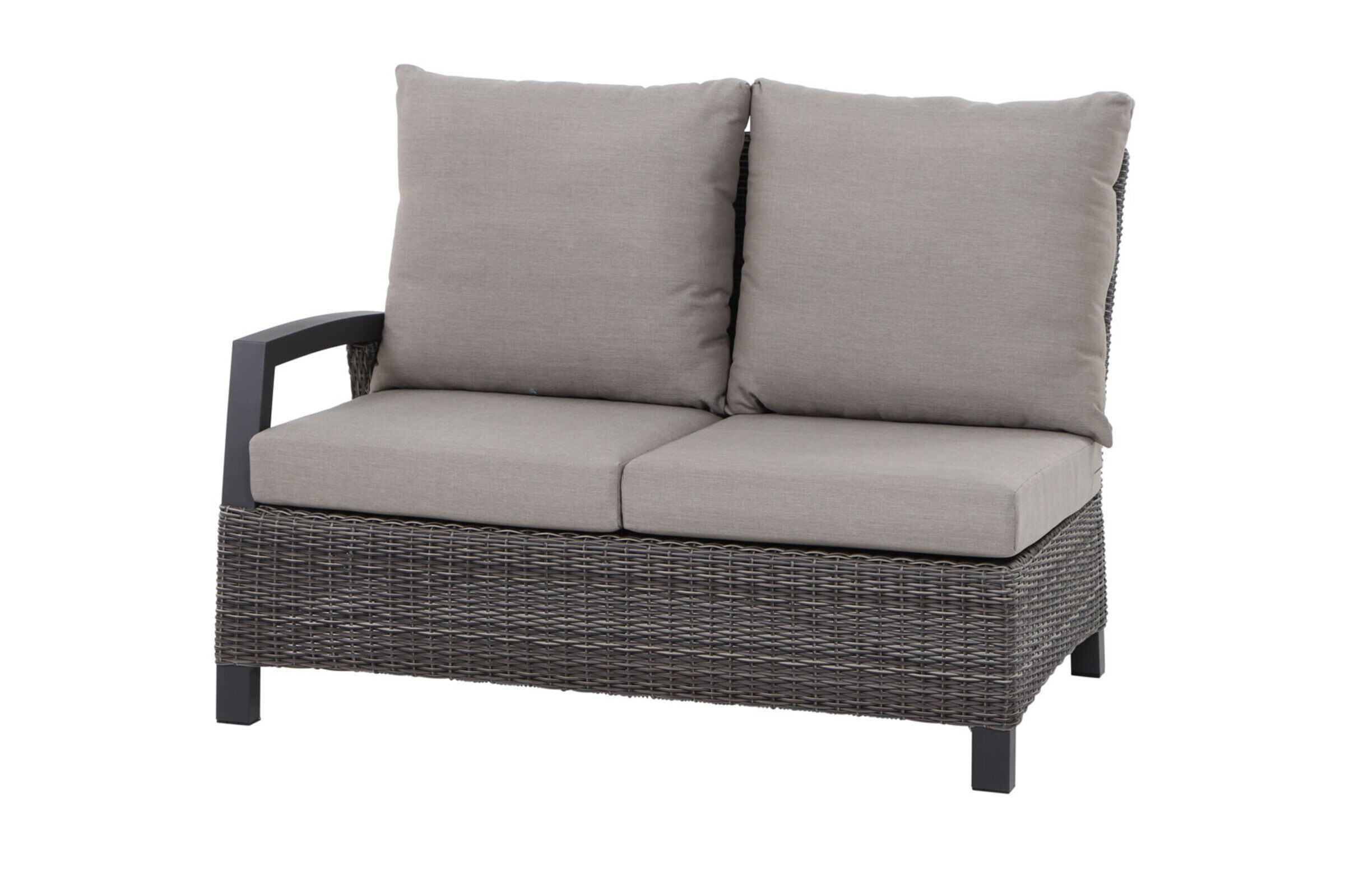 SIENA GARDEN Corido 2-Sitzer Sofa, charcoal, Alu / Gardino®-Geflecht, 136x83x88 cm, Armlehne rechts