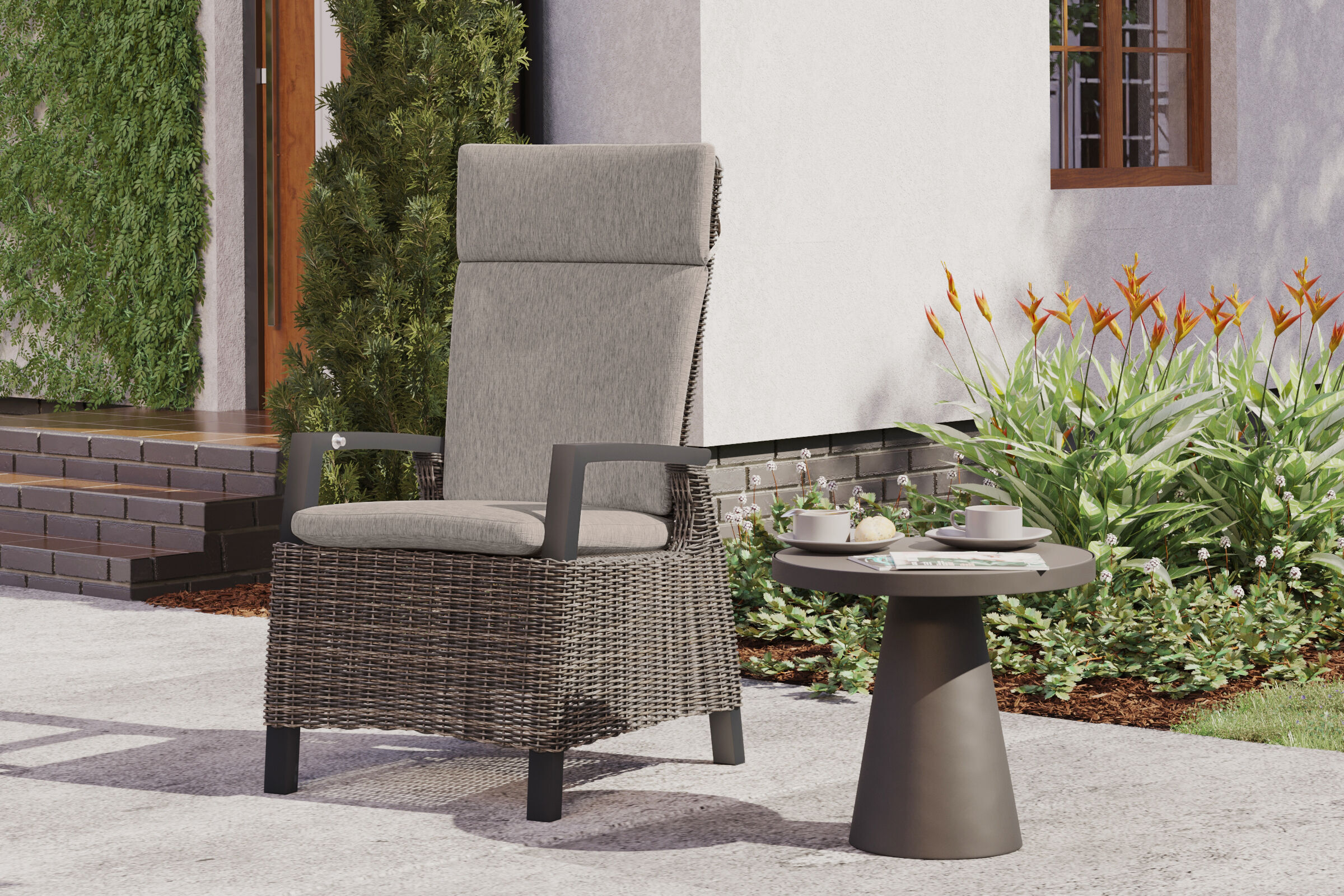 SIENA GARDEN Corido Dining Sessel, charcoal, Alu / Gardino®-Geflecht, 76 x 62 x 109 cm, verstellbar