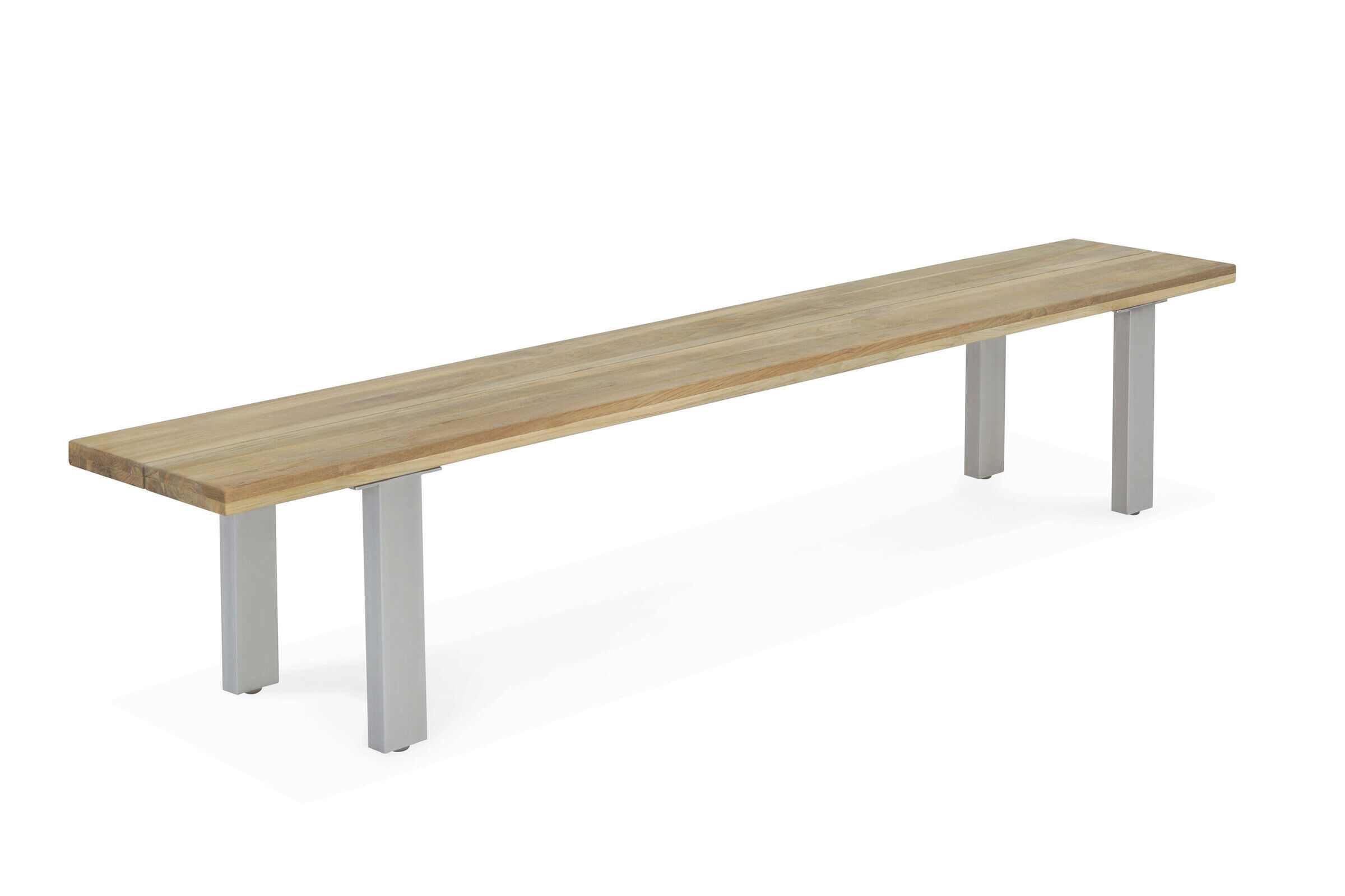 OUTFLEXX Bank, natur, Edelstahl & recycled FSC-Teak, 240x40x45cm, Baumkante