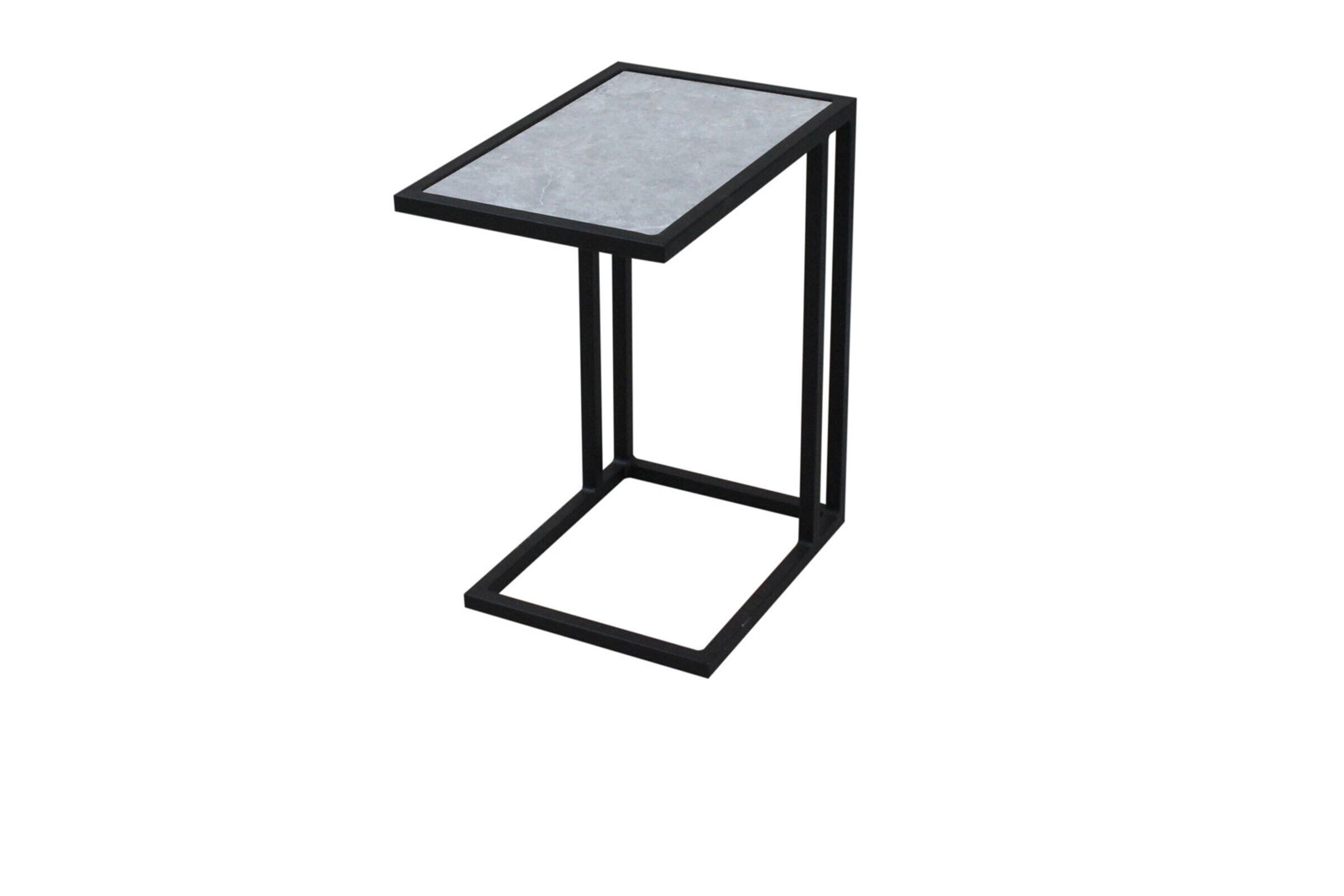 OUTFLEXX Beistelltisch, schwarz, Aluminium, 32 x 48 x 54 cm, perfekt für Lounges, Keramiktischplatte