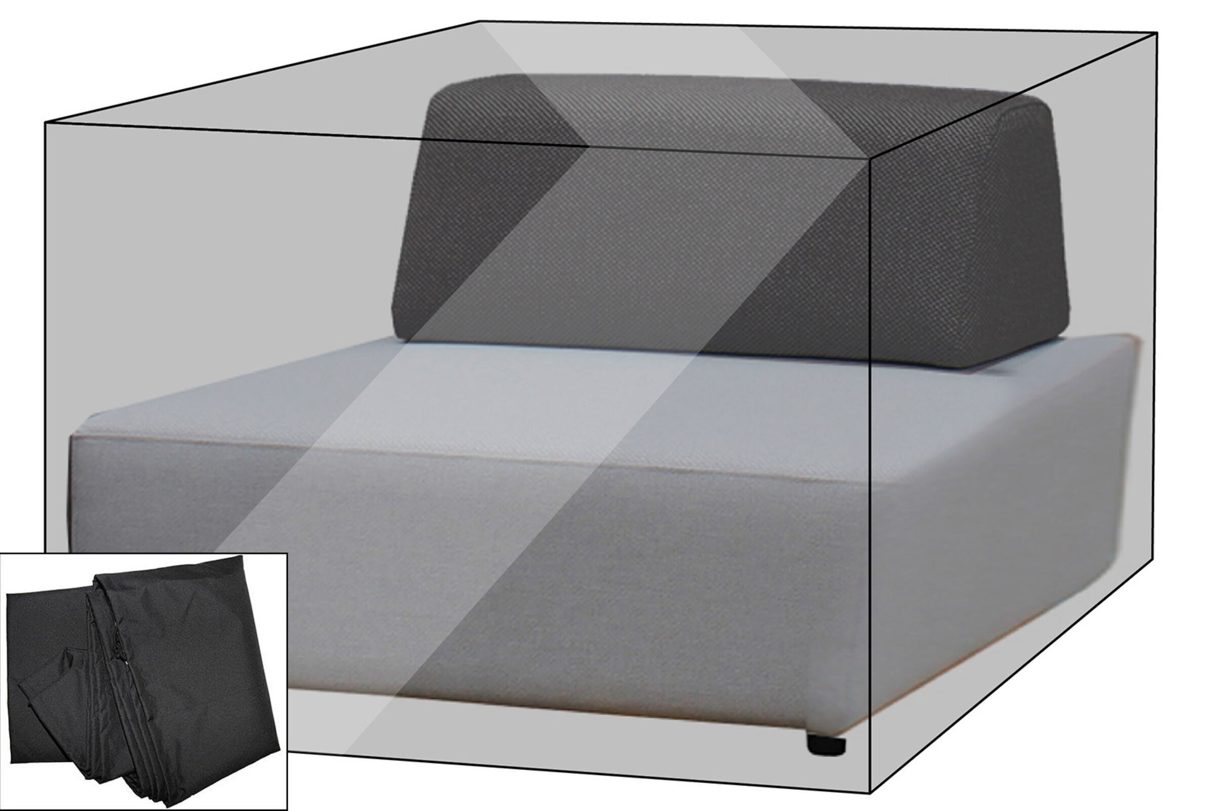 OUTFLEXX Premium Abdeckhaube für Lounge-Element, z.B. Maui Lounge, 107x107x65cm, wasserbeständig, schwarz