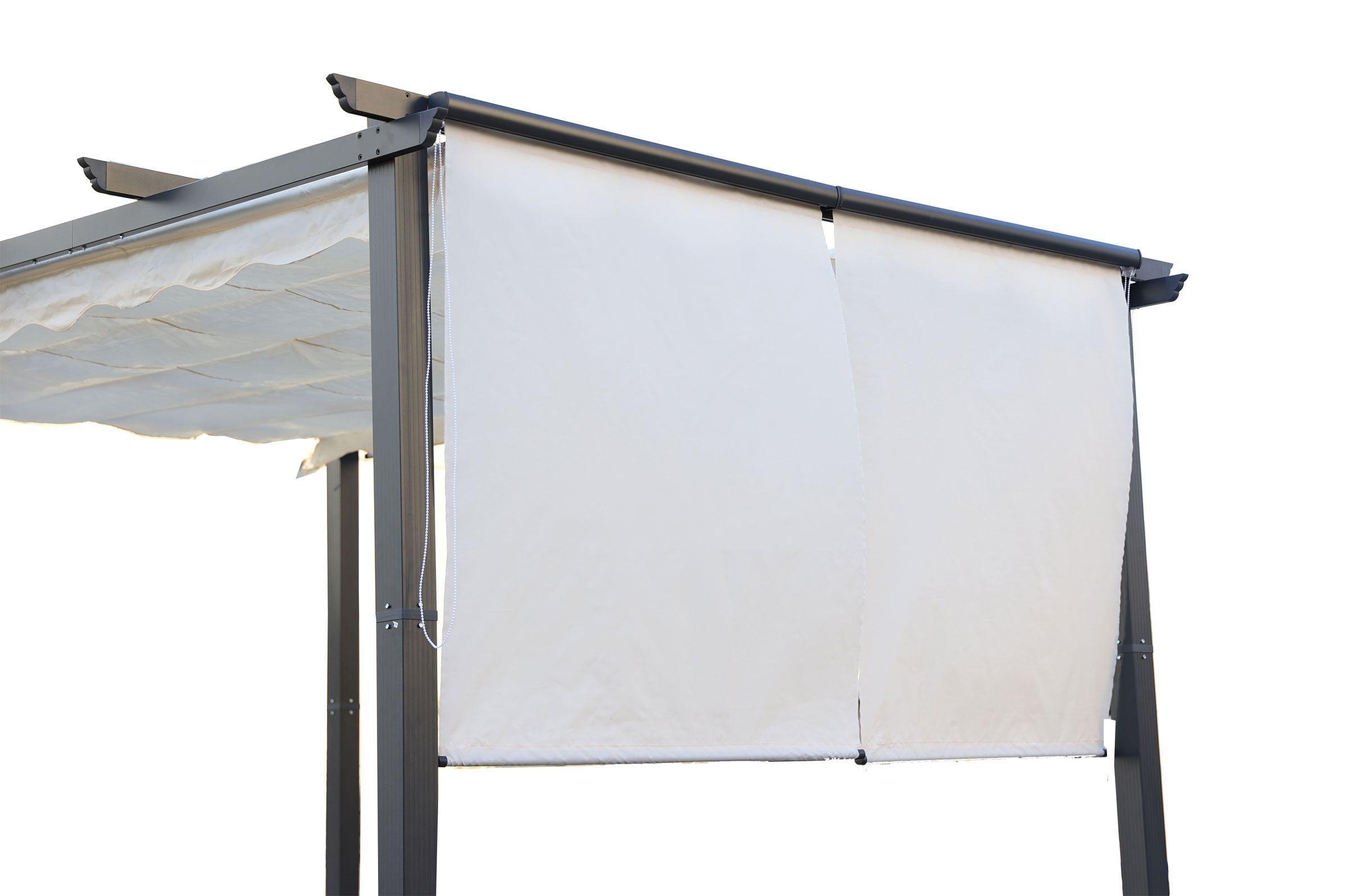 OUTFLEXX 2er Set Vorhang für Pergola mit 3x3m / 4x3m, creme, für 13410/13411/16071, je Vorhang 117x145cm