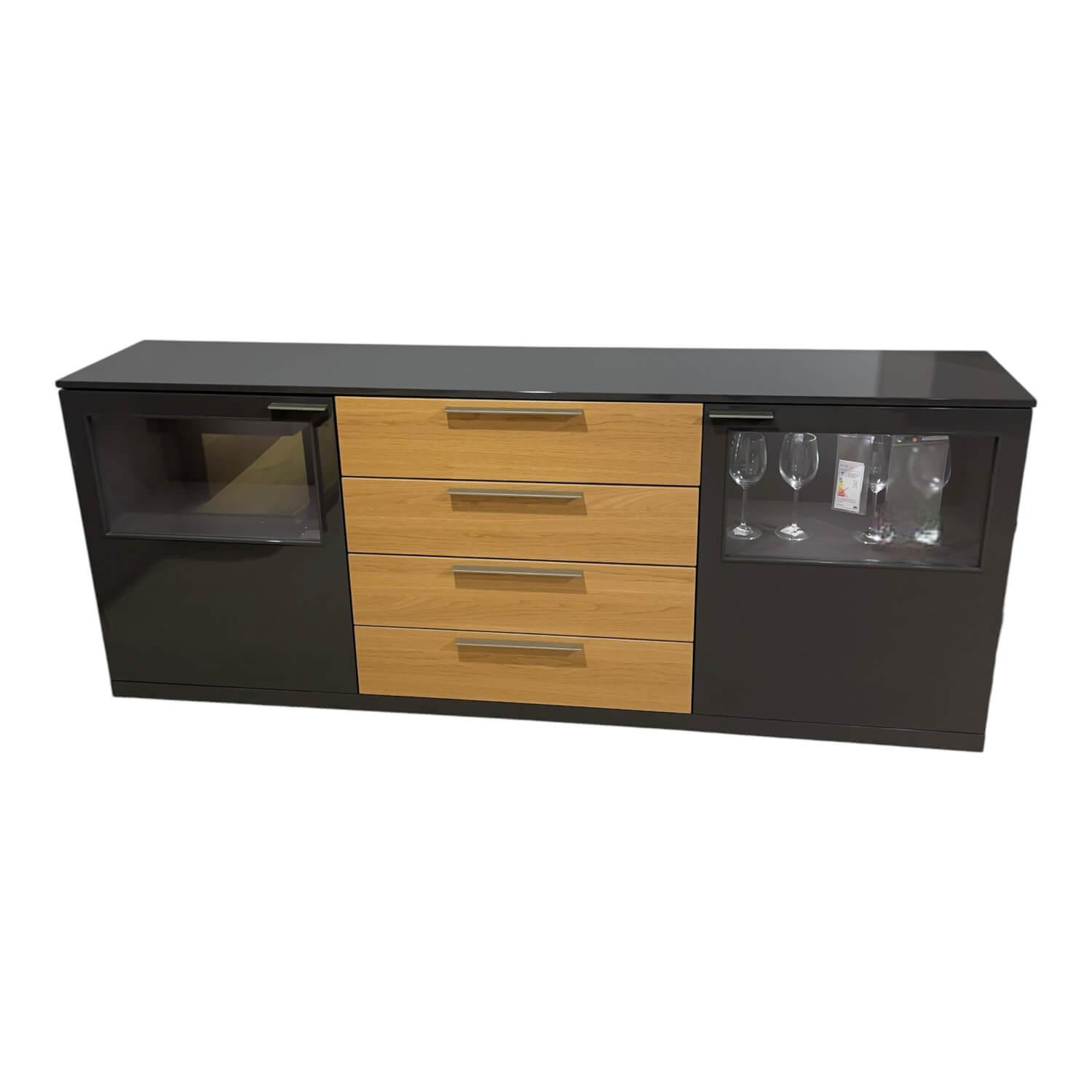 Sideboard Kara 61851 Lack Graphit Anthrazit Hochglanz Front Mit LED Beleuchtung