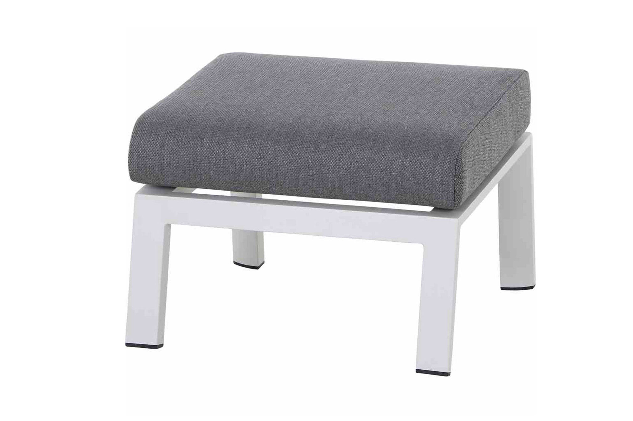 SIENA GARDEN Valencia Loungehocker, matt weiß-grau/stone grey, Alu/Ranotex®-Gewebe, 59x60x43 cm