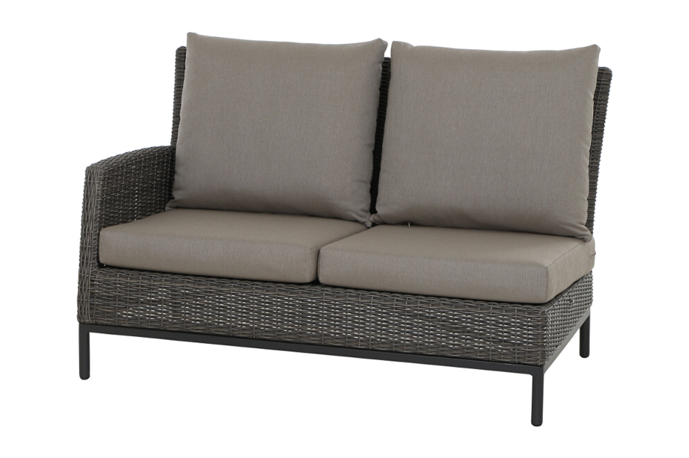 SIENA GARDEN Amira 2-Sitzer Sofa, Armlehne rechts, charcoal grey, Alu/ Gardino®-Geflecht, 84x137x88cm, inkl. Polster