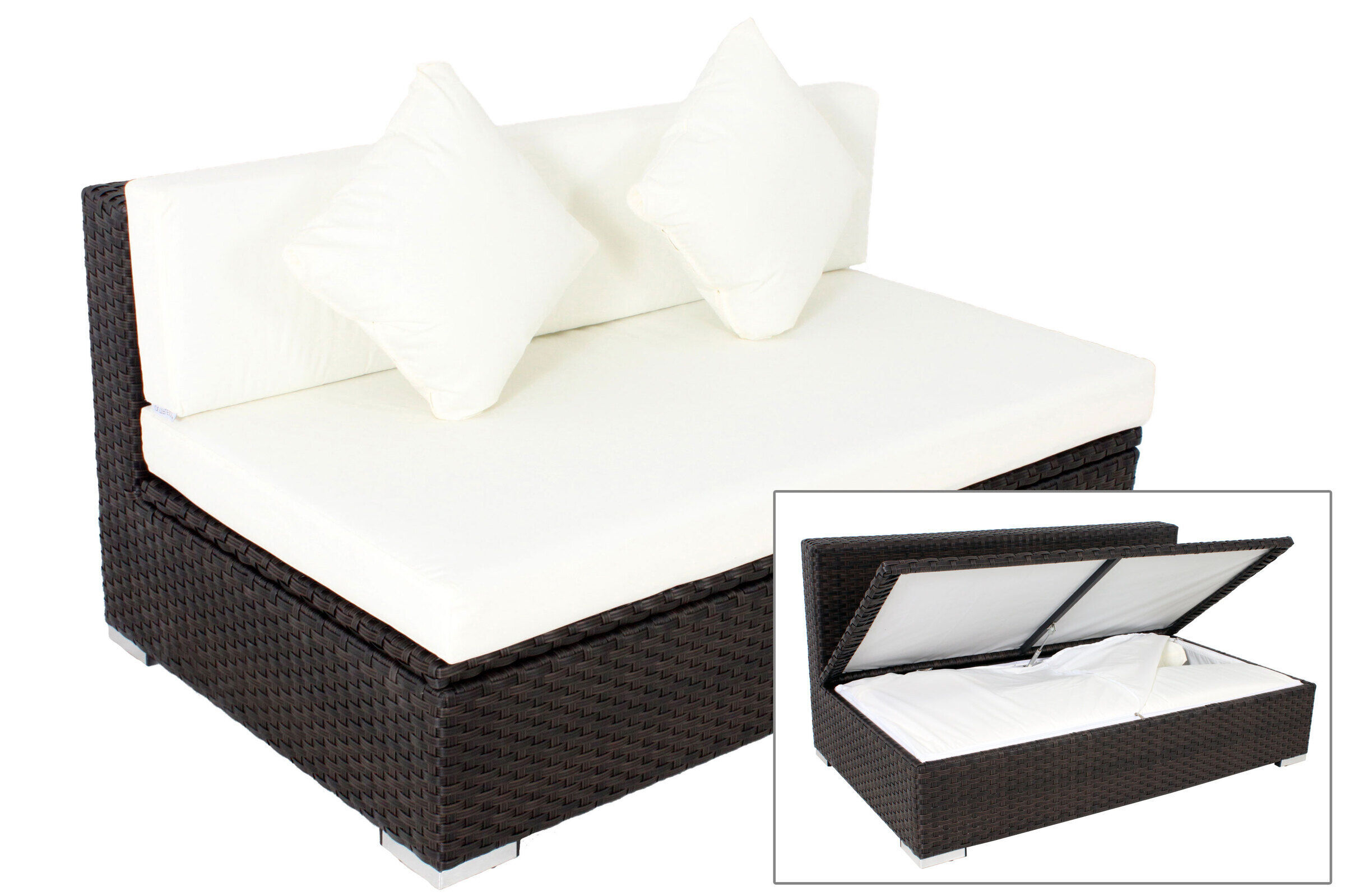 OUTFLEXX 2-Sitzer Mittelelement, braun, Polyrattan, 140x85x70cm, inkl. Polster, wasserfeste Kissenbox