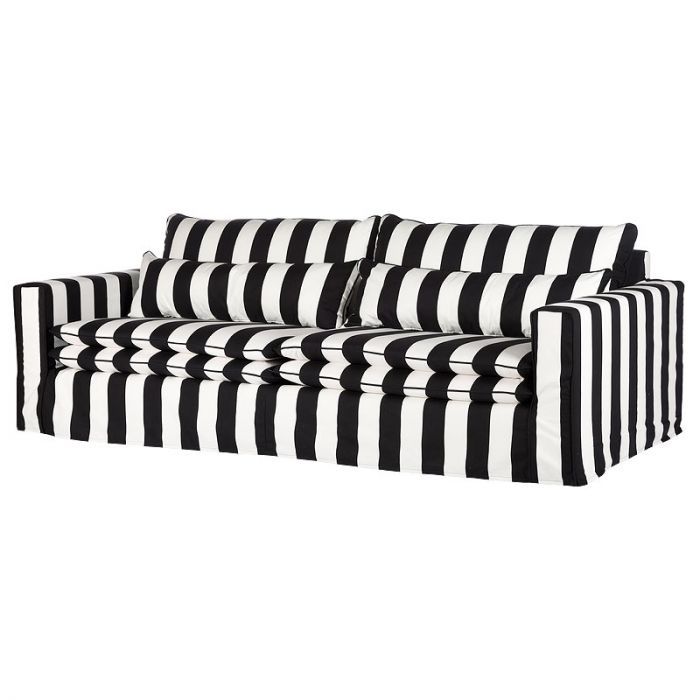 La Palma 3-Seater 230x110x72cm Black/White Big Stripes