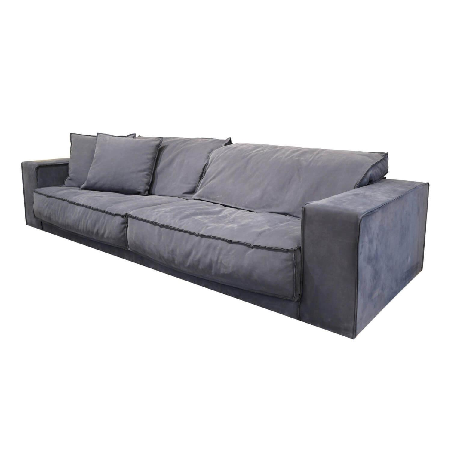 Sofa Budapest Soft Leder Kashmir Saphir Blau Cat. A mit 2 Kissen