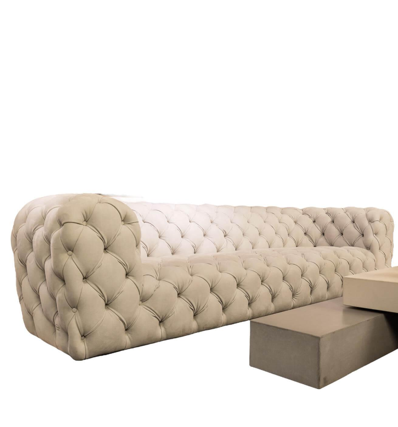 Sofa Chester Moon Leder Kashmir Nuage Grau