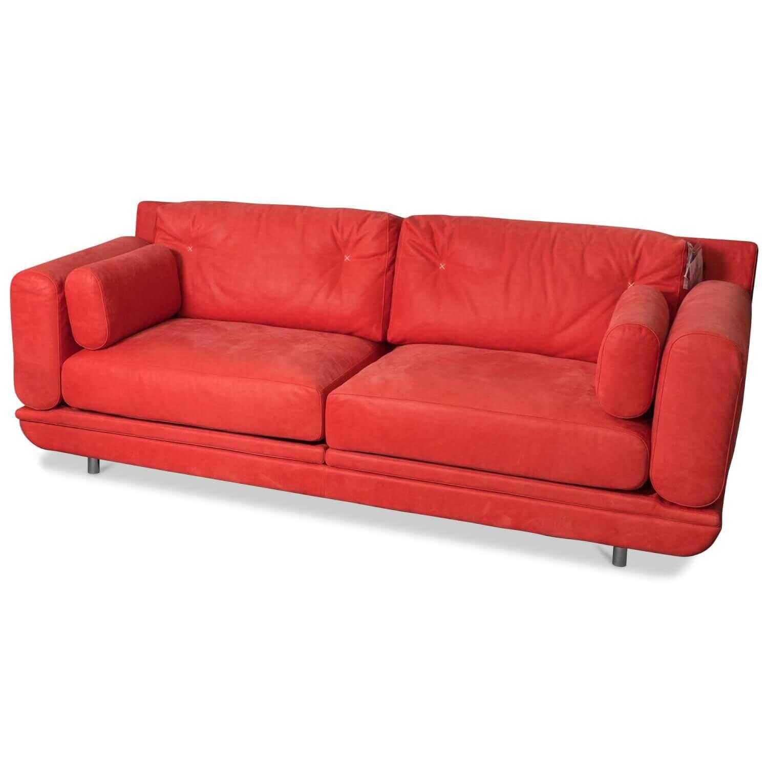 Sofa Attitude Leder Rot mit Drehlehnen und Kopfstütze