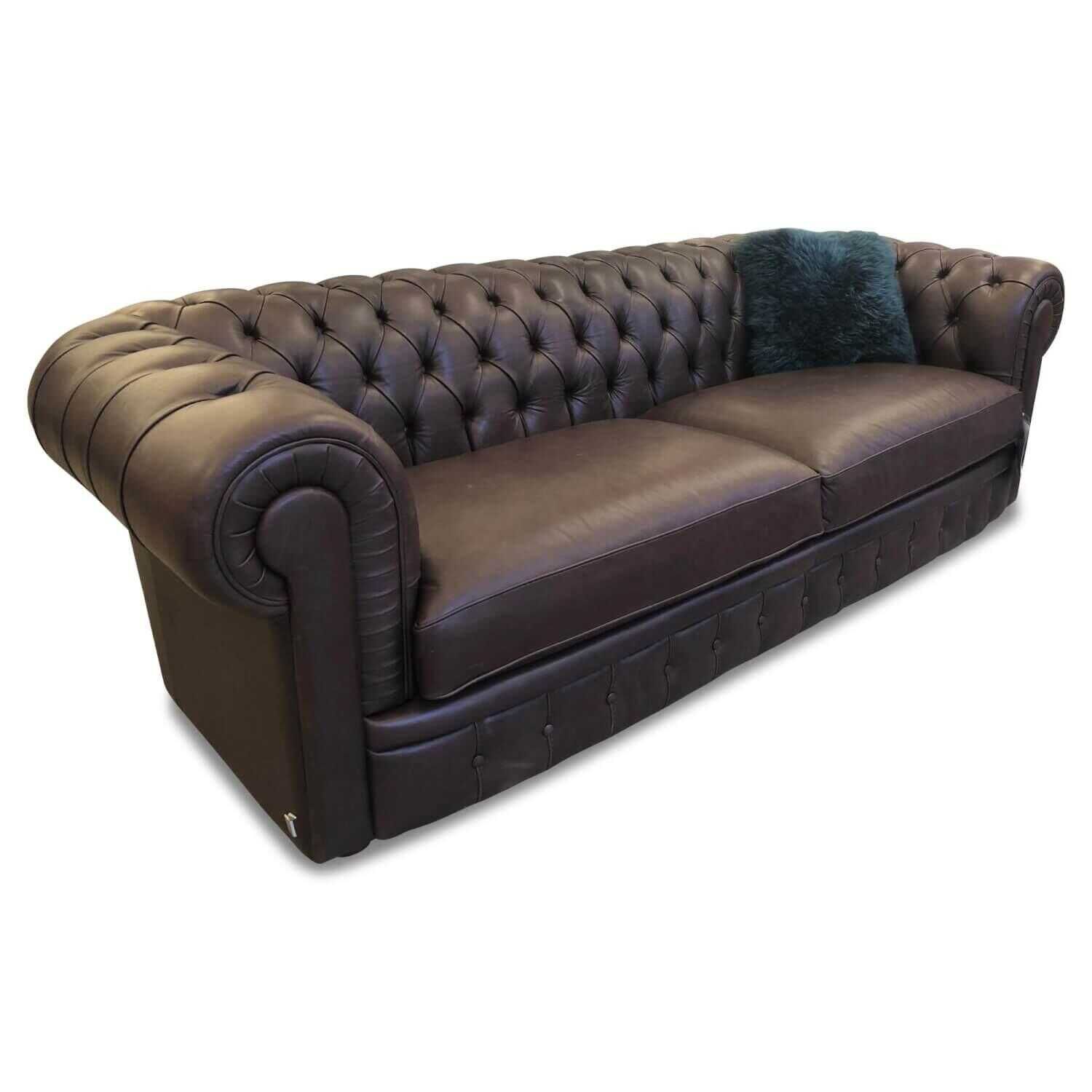 Sofa Sir William Dreisitzer Leder Karma Dark Brown PG40 Braun