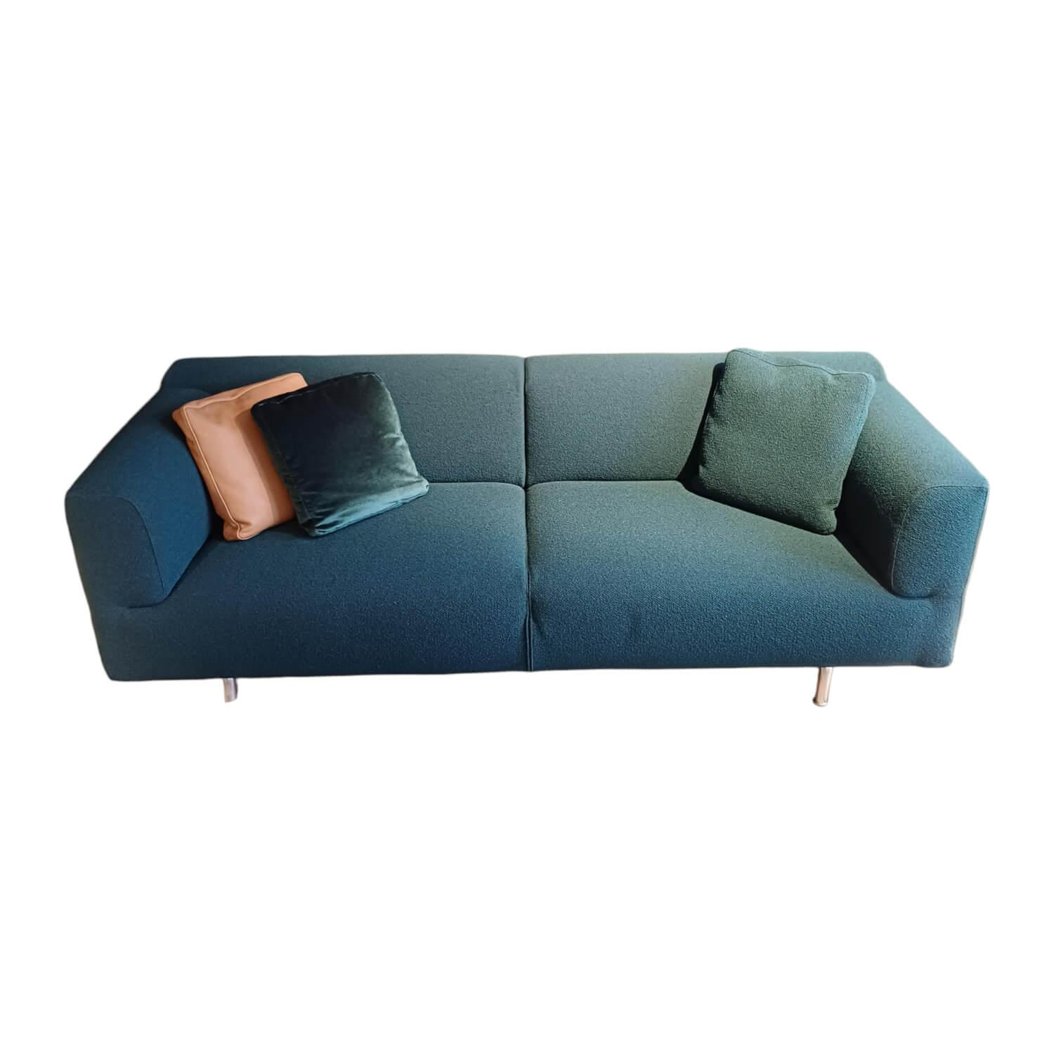 Sofa Met Bezug Stoff Ottavio Look Petrol 13L019 Blau Inklusive 3 Kissen