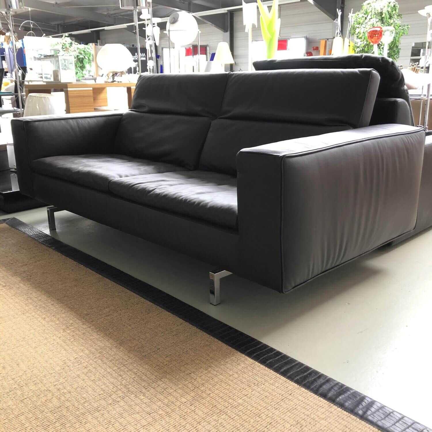 Sofa JR-3990 Leder Celia Bruno Dunkelbraun Füße Chrom