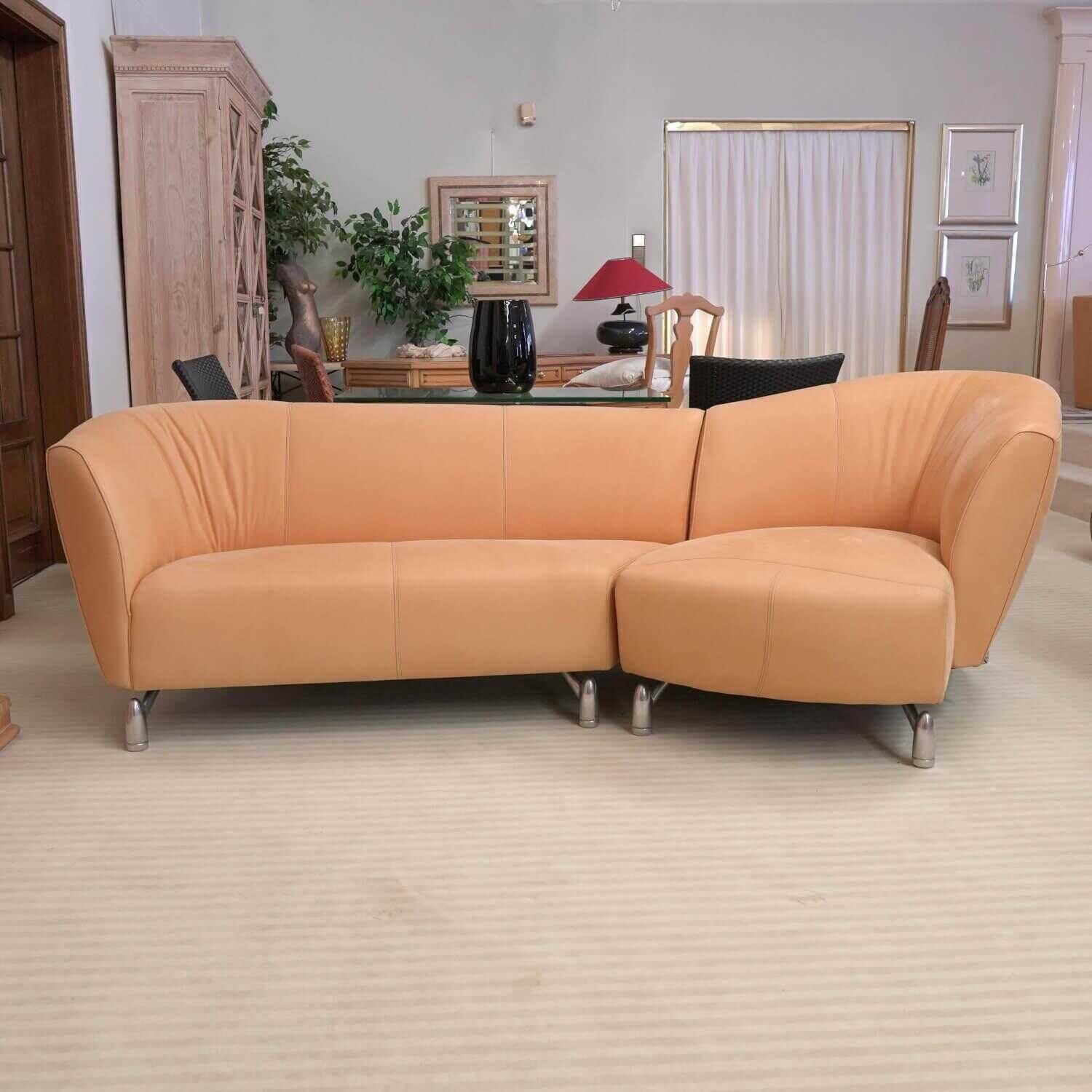 Sofa Pupilla Leder Coral Mit Longchair