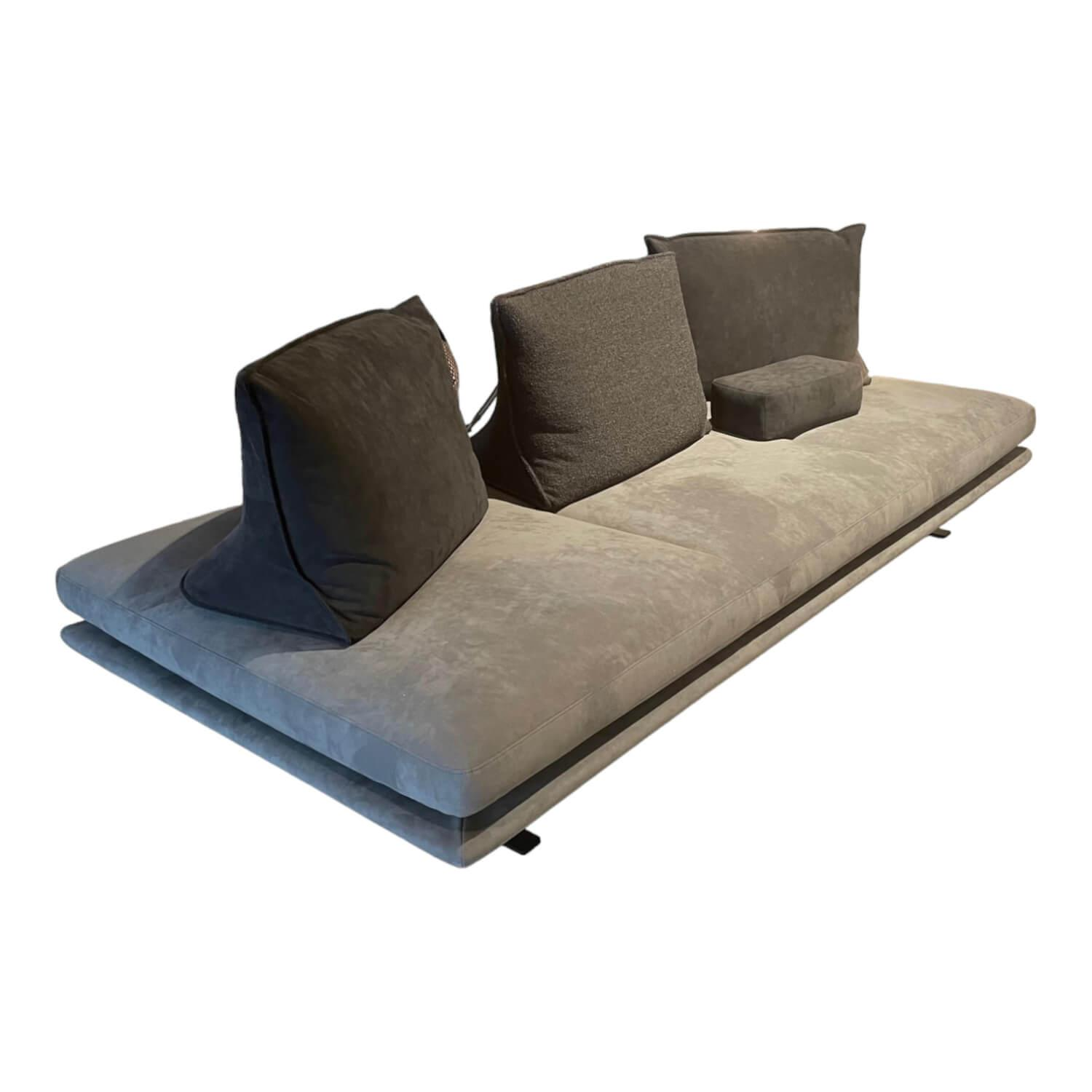 Sofa 3-Sitzer Prado Stoff Alcantara Steel Grau Y510 mit 4 Rückenkissen