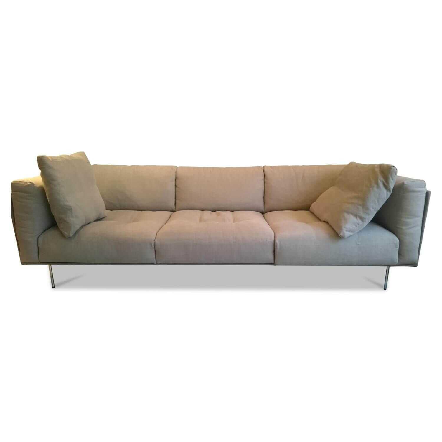 Sofa Rod 240 Leder Nubuk Brend Top 3 Beige mit 2 Kissen