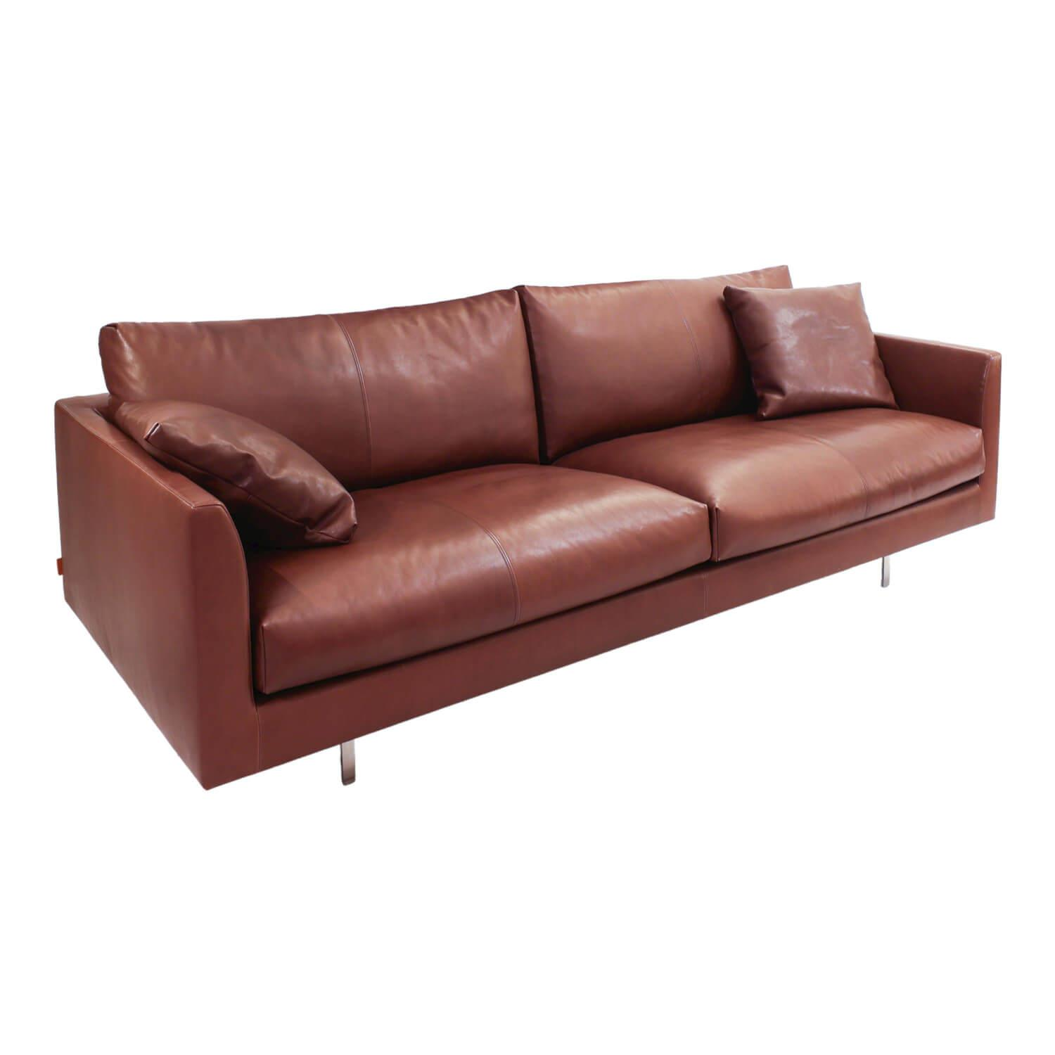 Sofa Axel 3.5-Sitzer Bezug Leder Rancho Sienna L50 Kufengestell Edelstahl