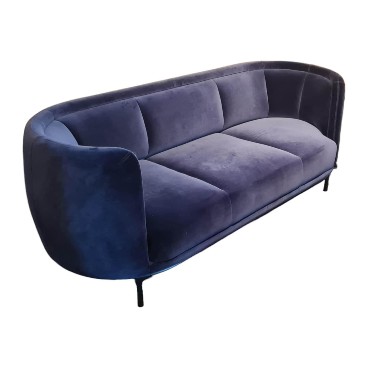 Sofa Vuelta Stoff E Velvet Navy Blau Füße Schwarz