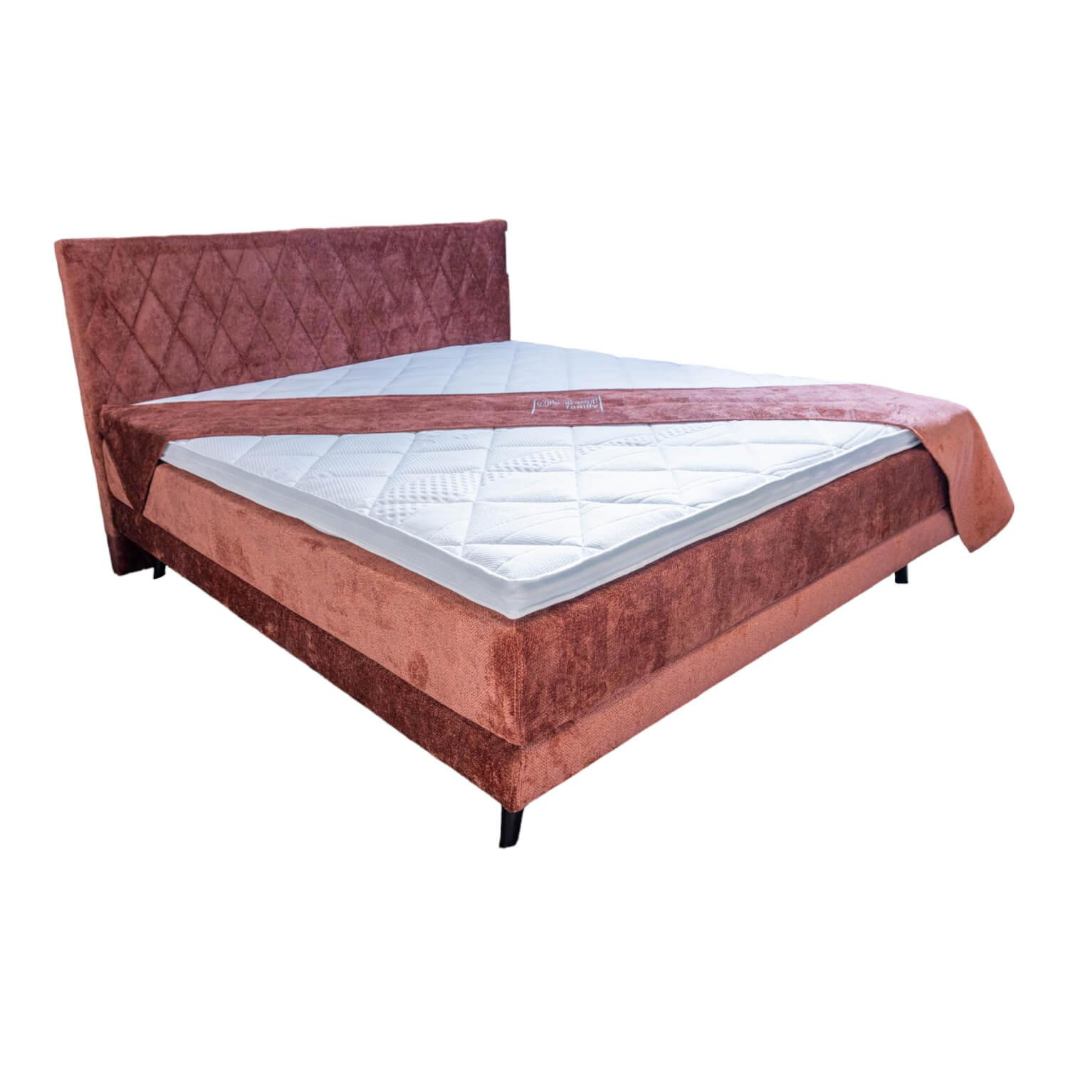 Boxspringbett Valencia Bezug Stoff Tender Way Copper Rot Füße Holz Schwarz Ohne …