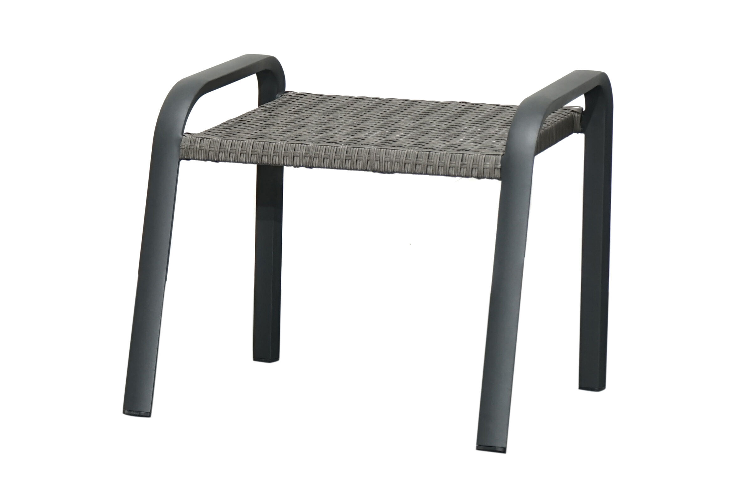 Ploß Kiribati Fußhocker, grau, Aluminium/Polyrattan, 59x50x49,5 cm